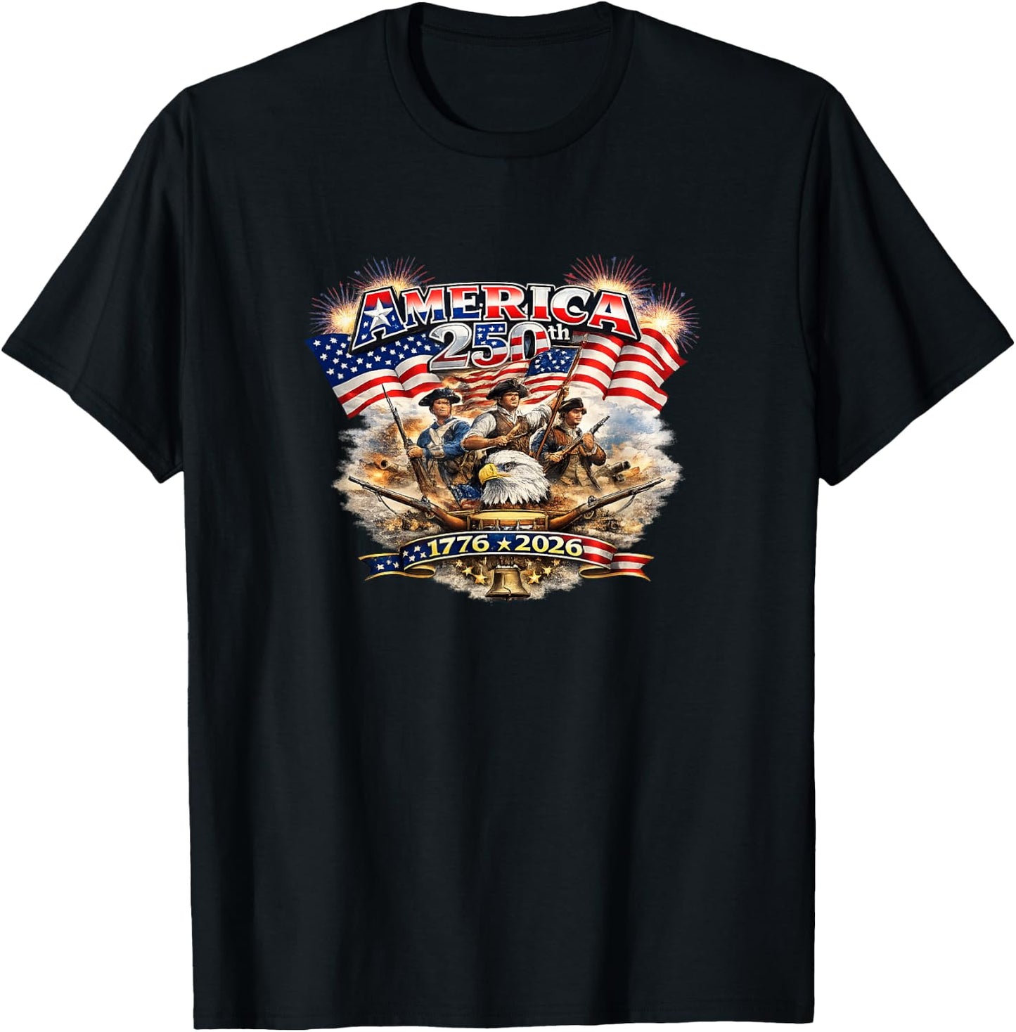 Happy Birthday America USA 250th T-Shirt - T-Shirt | Black