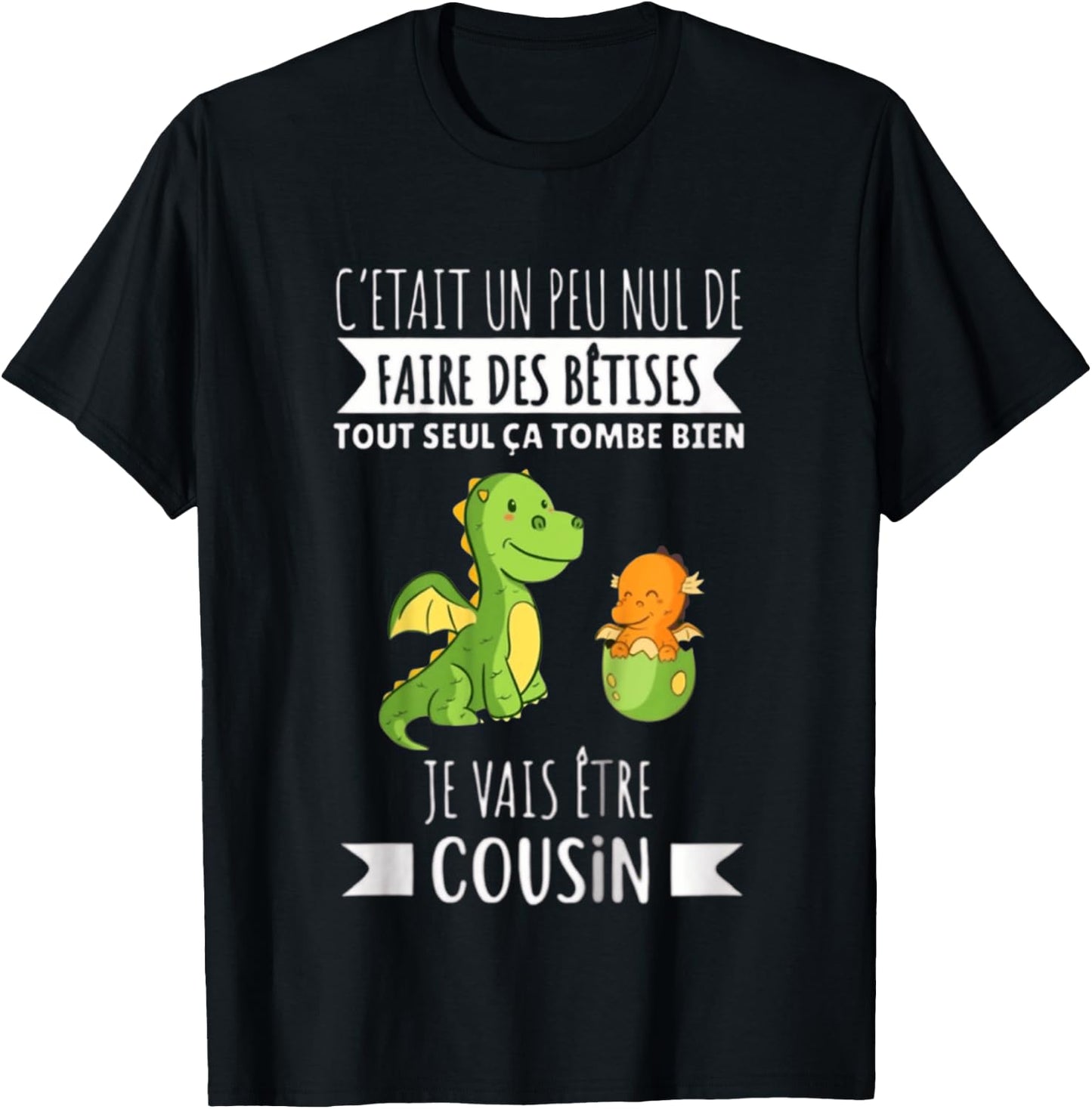Enfant Future Cousin 2025 Je Vais Etre Cousin , Black, 2 T-Shirt - T-Shirt | Black