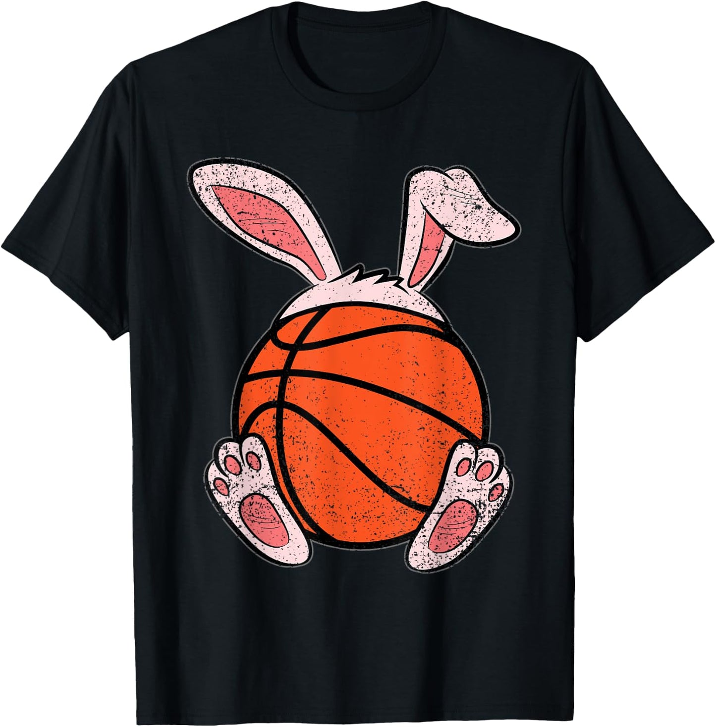 Easter Basketball Lover Bunny Ears Ball Cute Rabbit Sport T-Shirt - T-Shirt | Black
