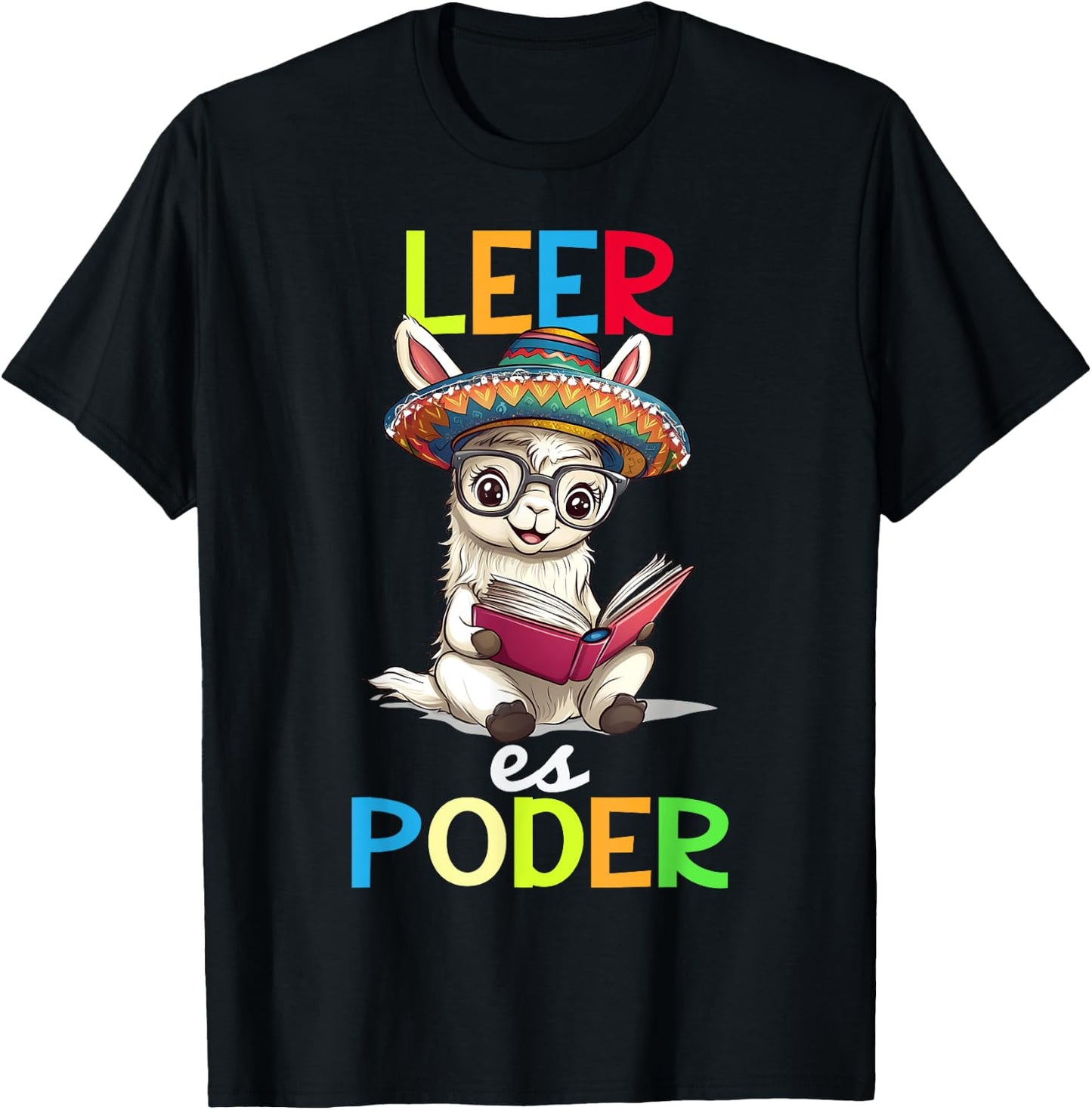 Spanish Reading Book Lover Sloth Maestra Leer Es Poder T-Shirt - T-Shirt | Black