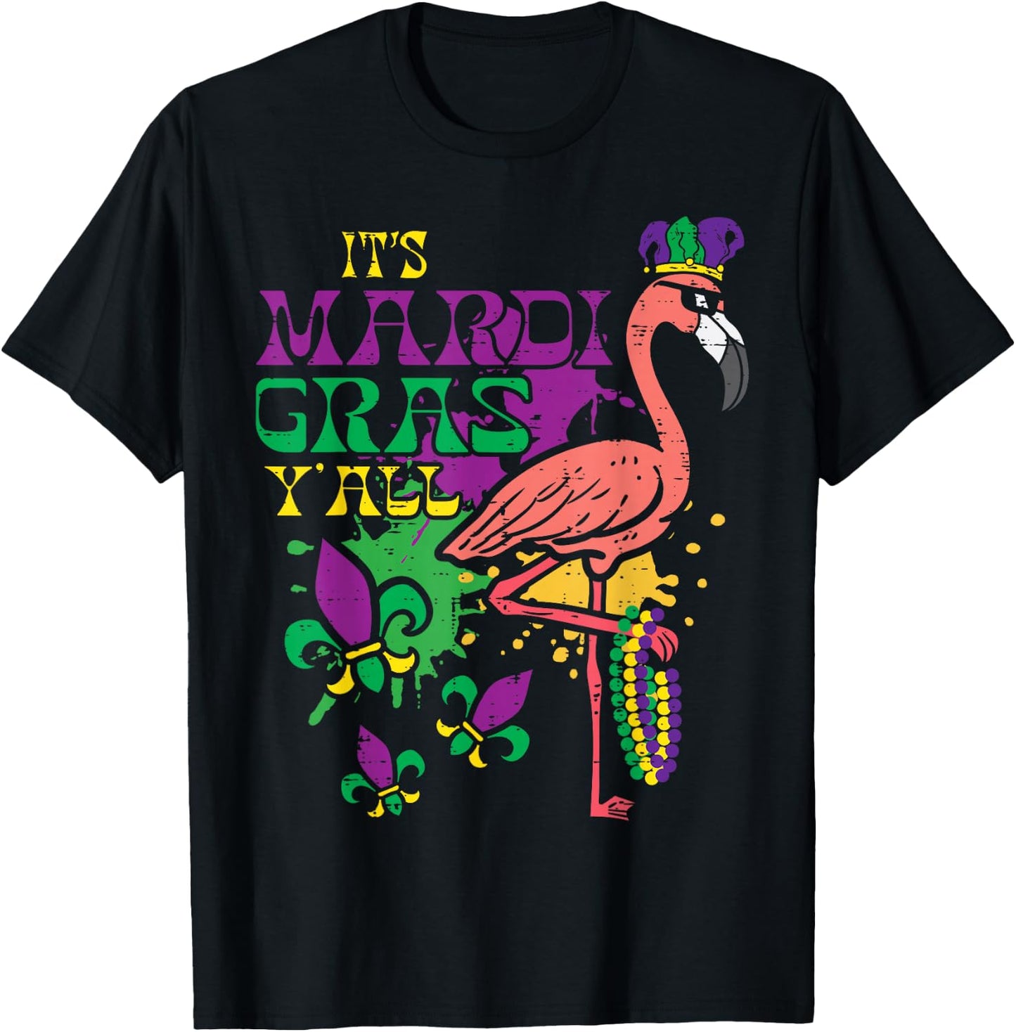 Its Mardi Gras Yall Flamingo Outfit Men Women Children T-Shirt - T-Shirt | Black