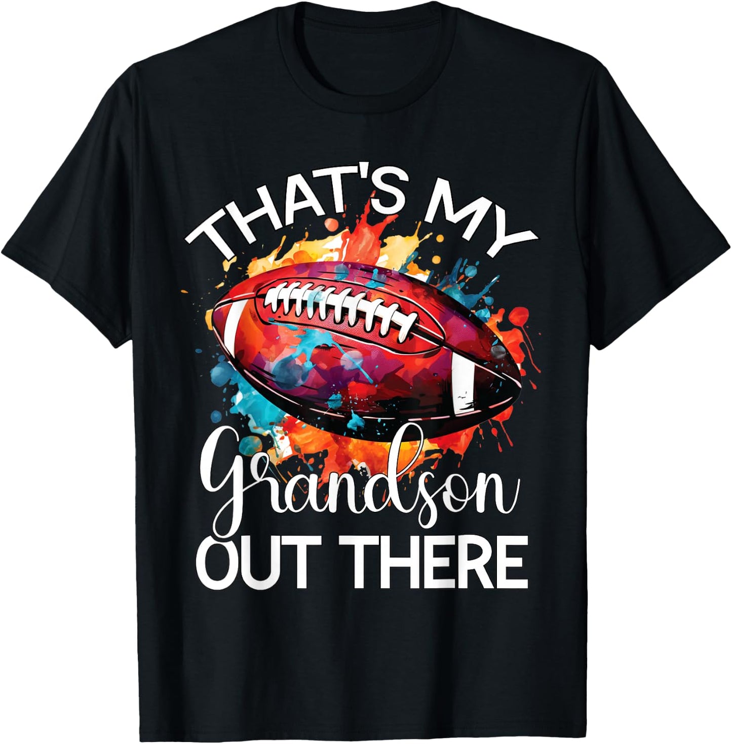 That's My Grandson Out There Football Grandma Grandpa T-Shirt - T-Shirt | Black