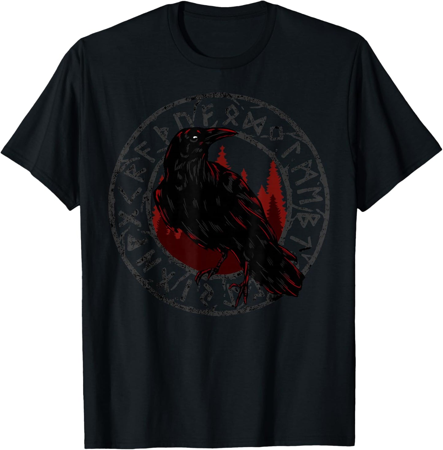 Viking Raven Celtic Mythology Odin Crow T-Shirt - T-Shirt | Black