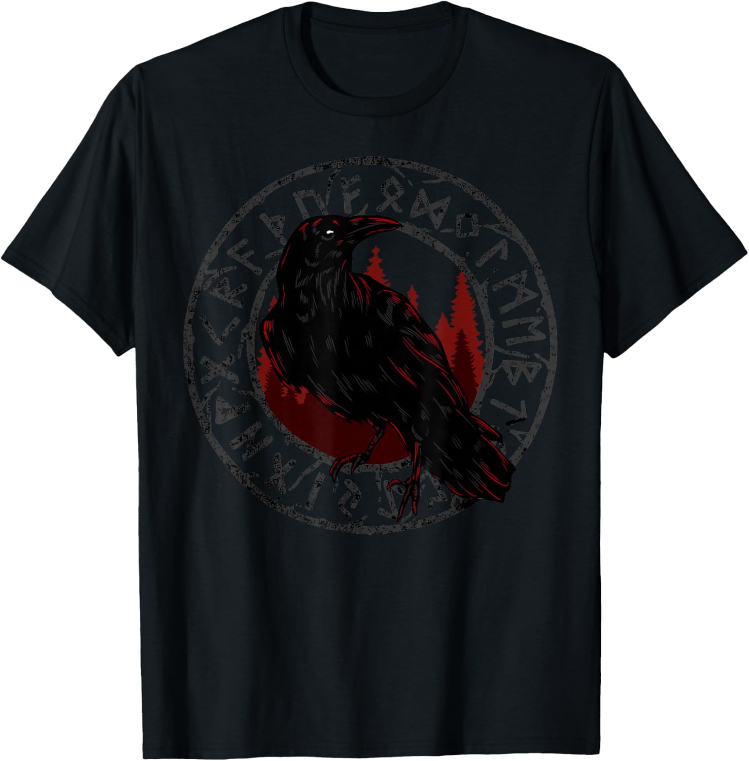 Viking Raven Celtic Mythology Odin Crow T-Shirt - T-Shirt | Black