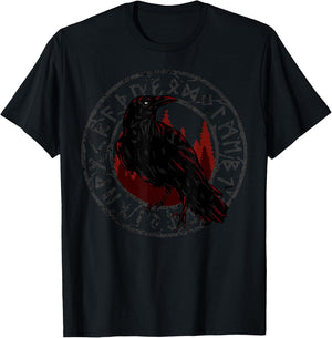 Viking Raven Celtic Mythology Odin Crow T-Shirt - T-Shirt | Black