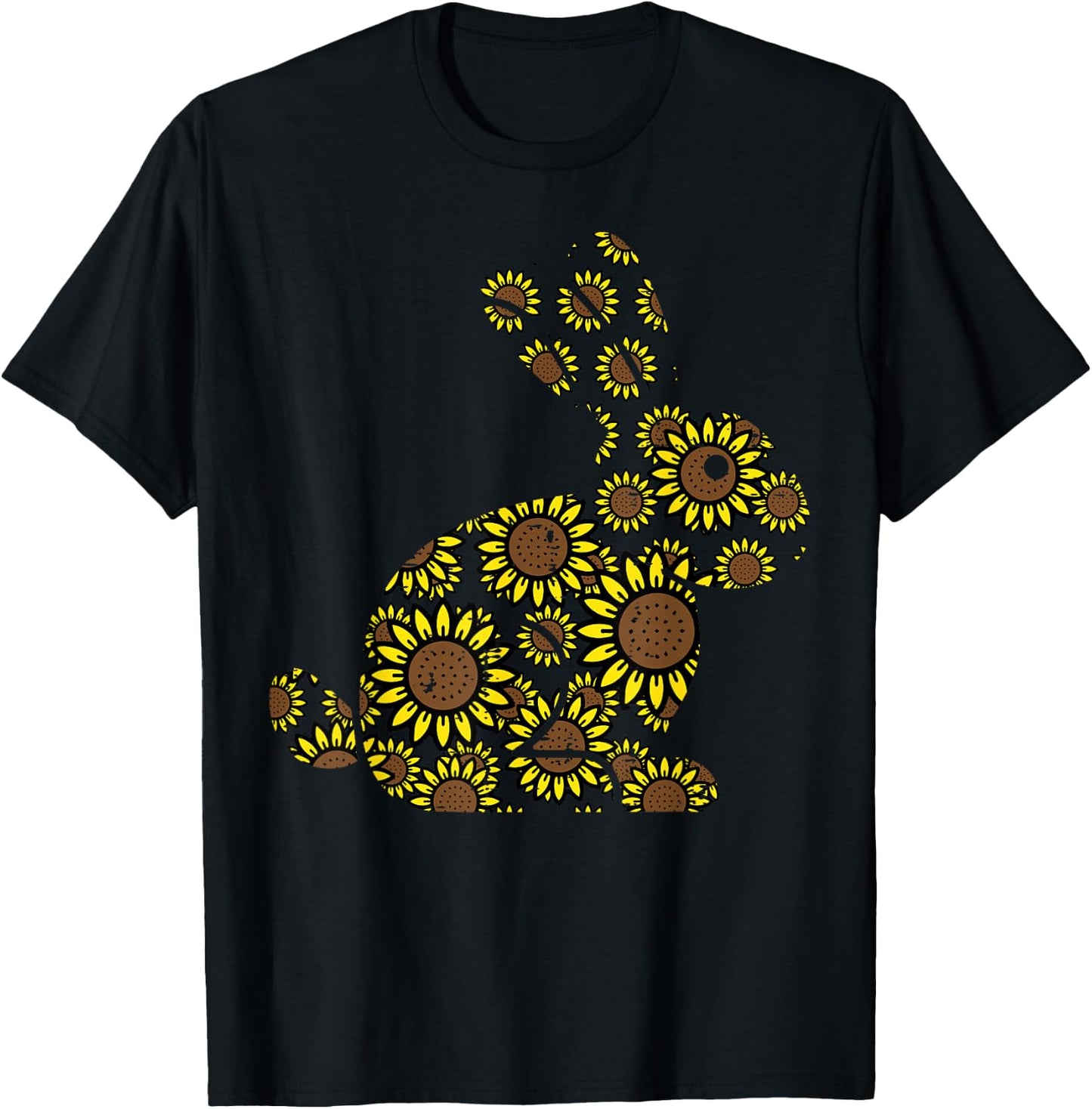 Easter Sunflower Bunny Rabbit Vintage Flower Women Girls Kid T-Shirt - T-Shirt | Black