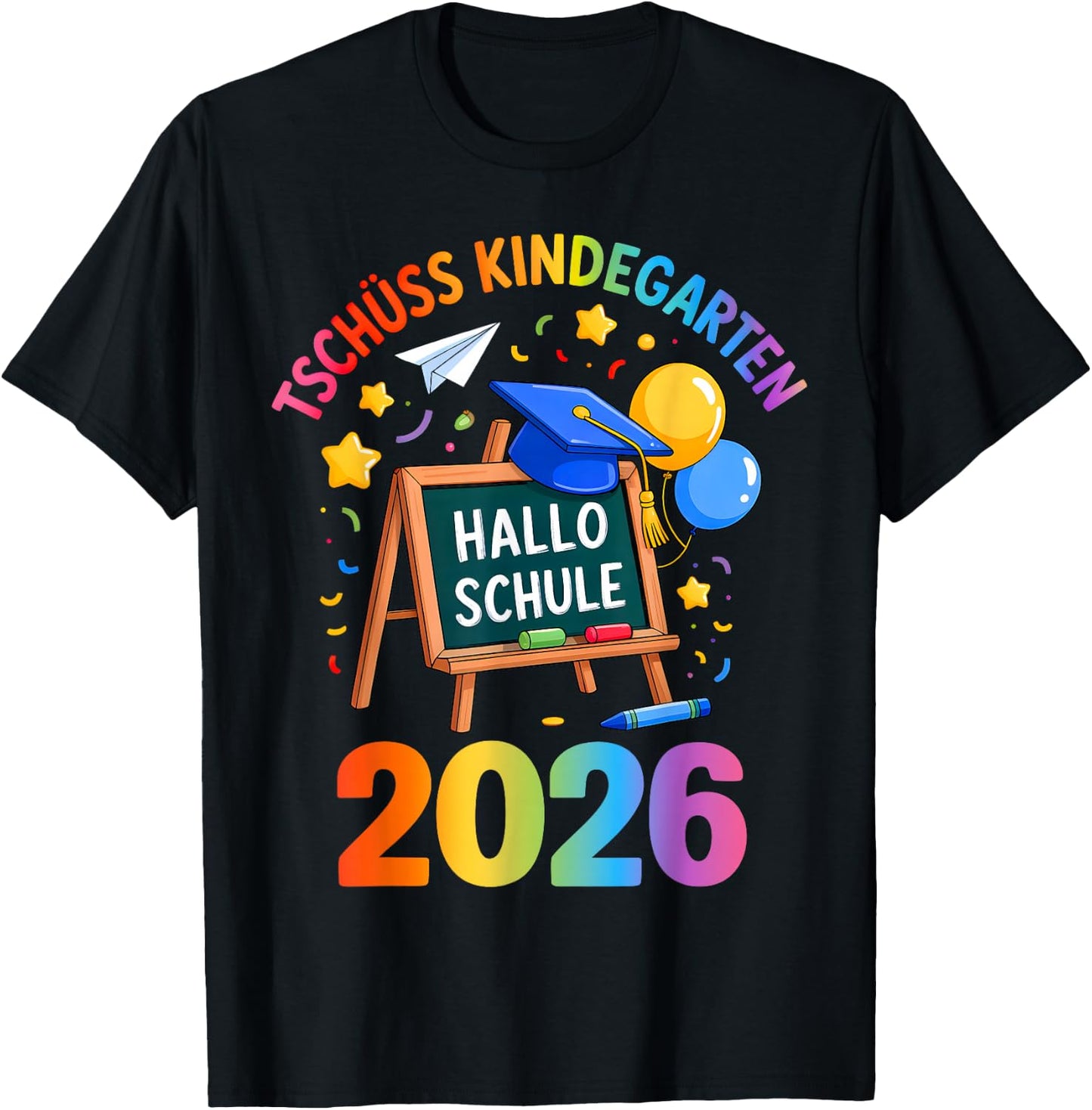 Tschüss Kindergarten Hallo Schule 2026 Kita Abgänger T-Shirt - T-Shirt | Black