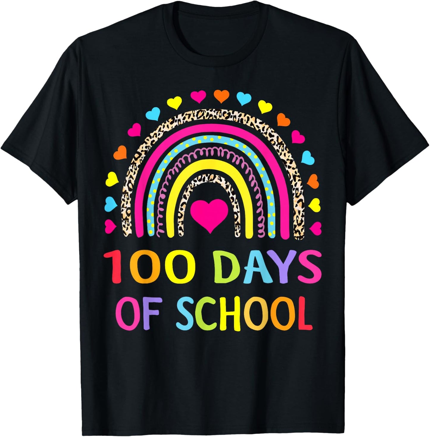 Cute 100 Days of School Rainbow 100th Day of School T-Shirt - T-Shirt | Black