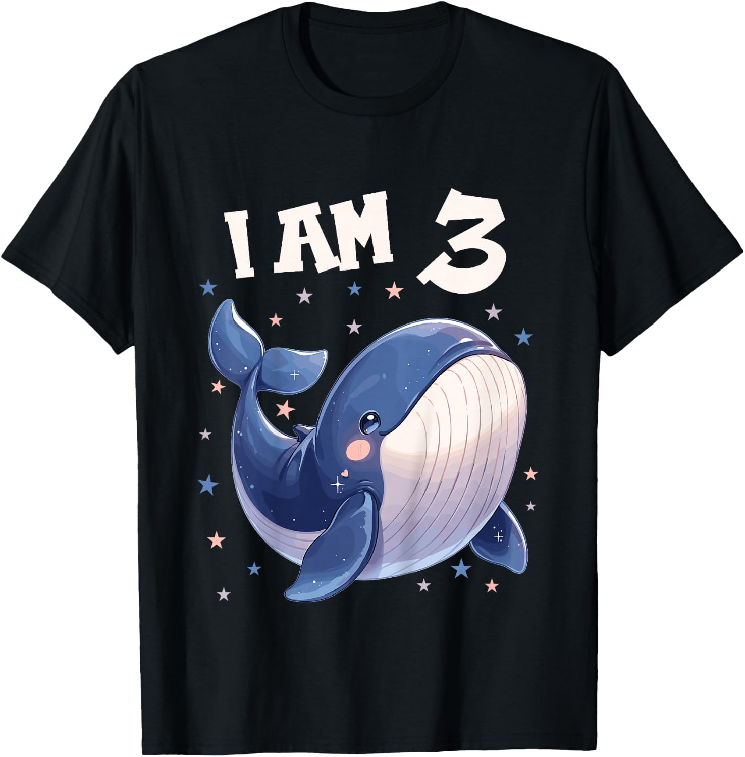Kids 3 Years old 3 birthday Blue Whales Boy Girl Blue Whale T-Shirt - T-Shirt | Black