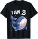 Kids 3 Years old 3 birthday Blue Whales Boy Girl Blue Whale T-Shirt - T-Shirt | Black