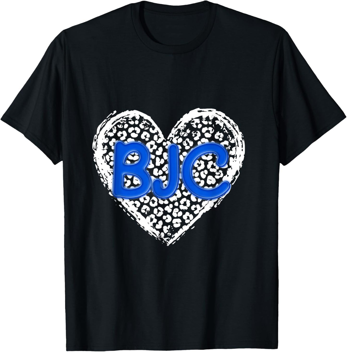 BJC Blue Initials Leopard Cheetah Heart Trendy T-Shirt - T-Shirt | Black