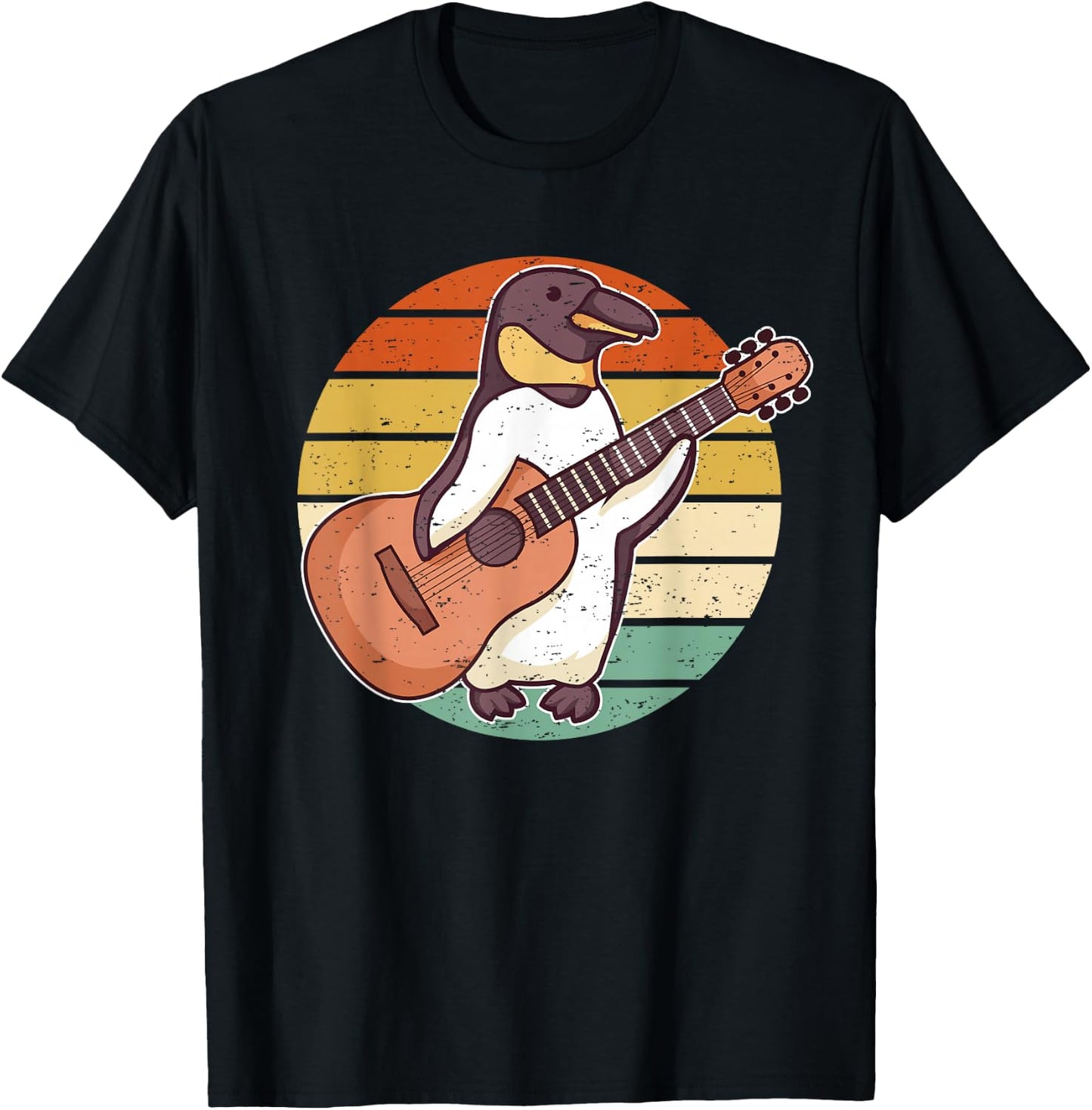 Penguin Guitar Player Guitarist T-Shirt - T-Shirt | Black