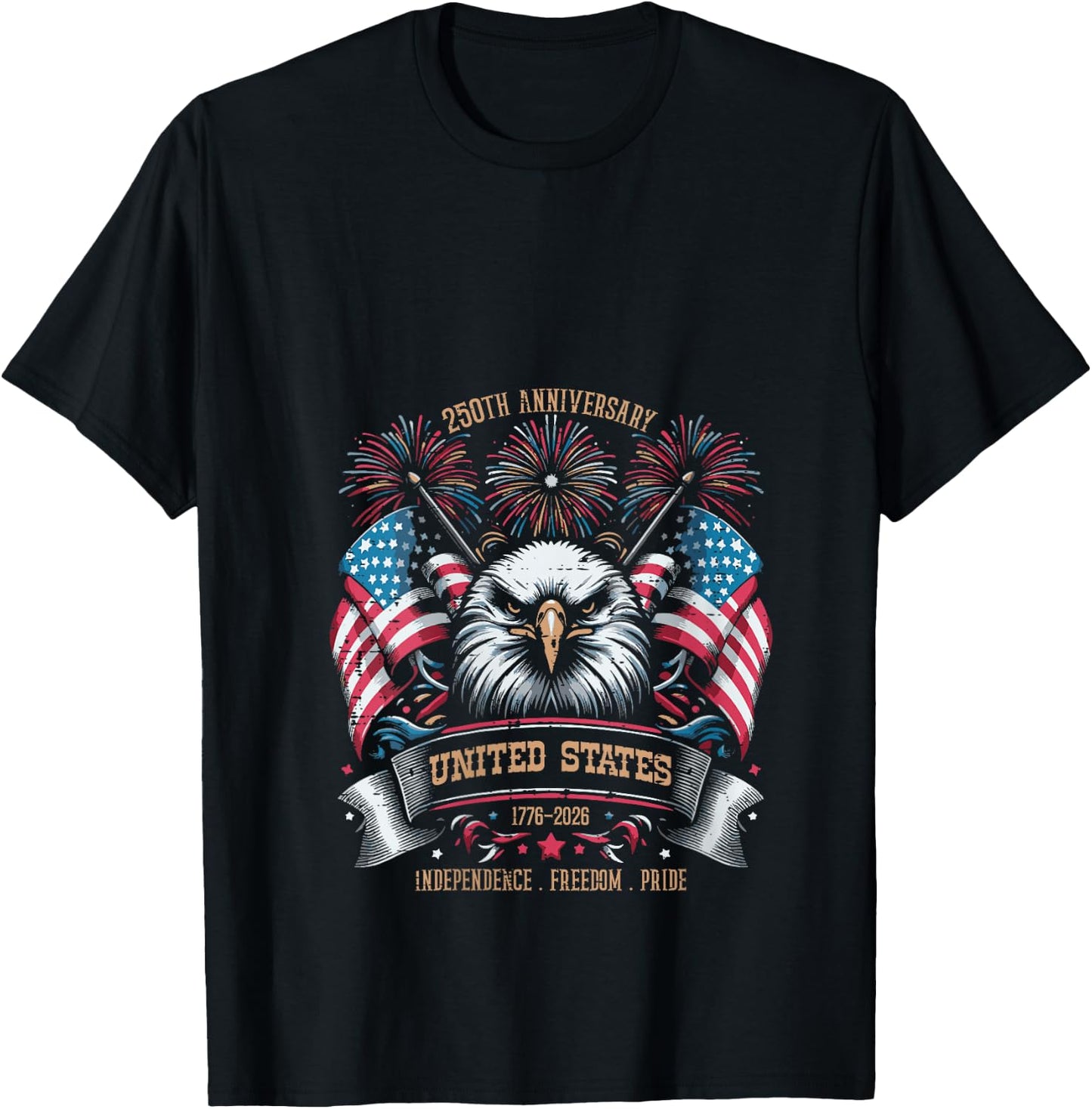 Women's 250th Anniversary United States Eagle 250 Years Men Women V-Neck T-Shirt - T-Shirt | Black