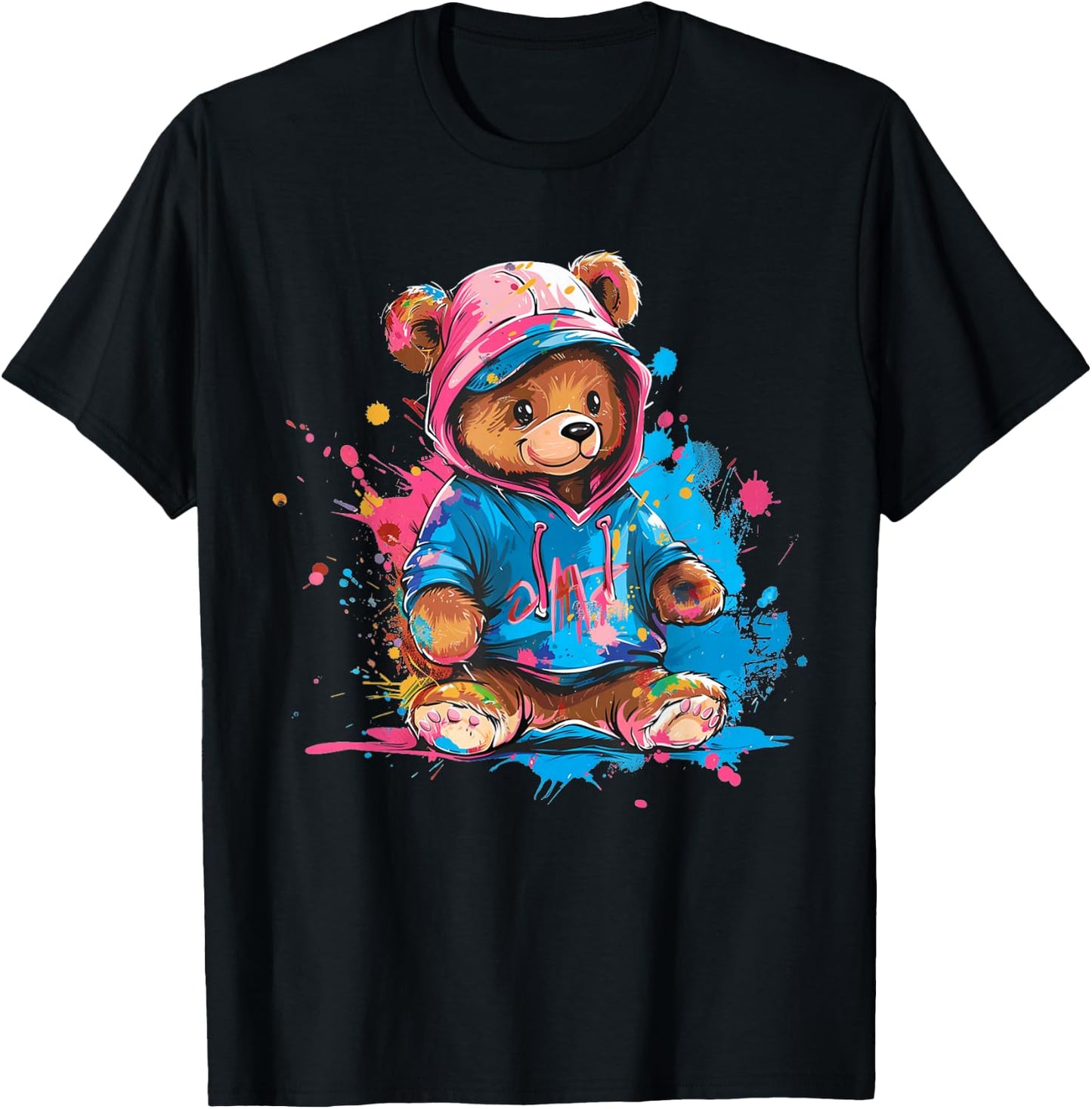 Colourful Teddy Bear Men's Women's Children's , black T-Shirt - T-Shirt | Black