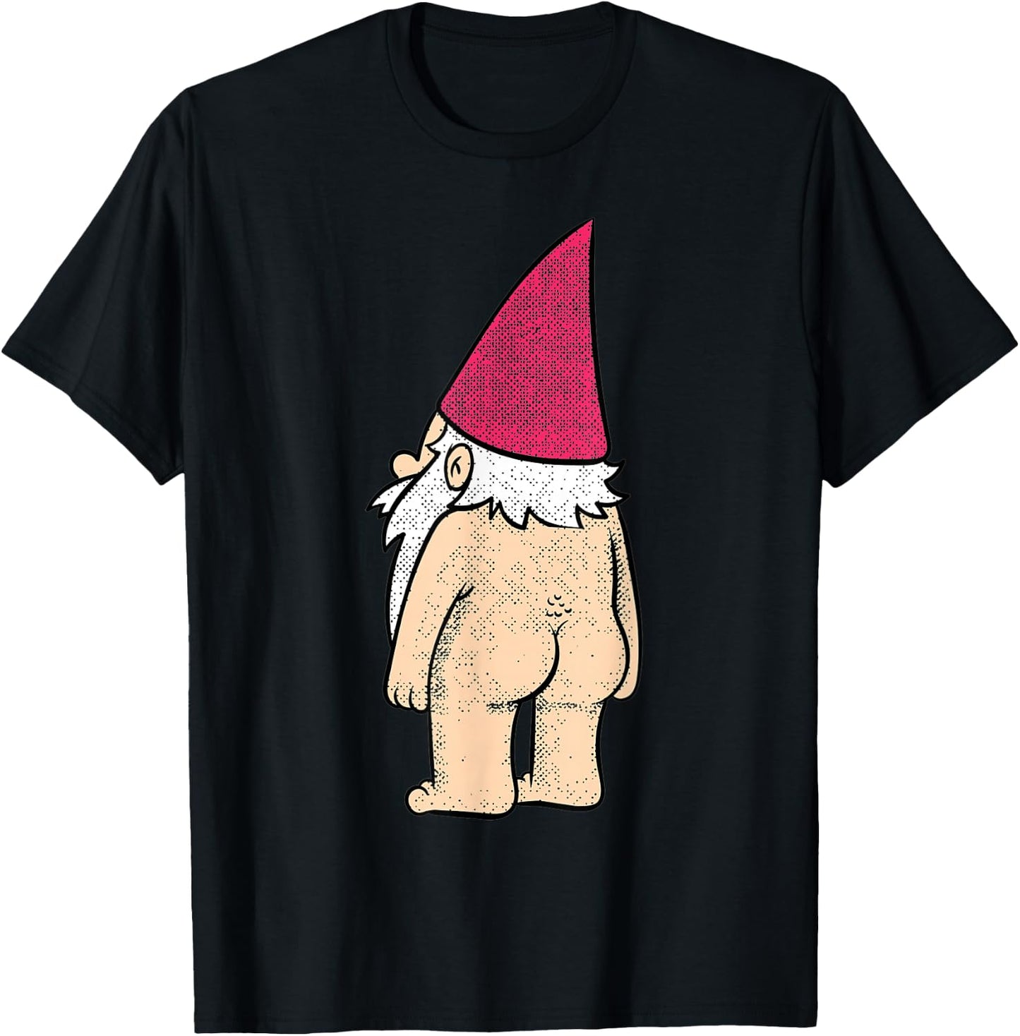 Cheeky Naked Gnome Funny Garden Humor Joke Design T-Shirt - T-Shirt | Black