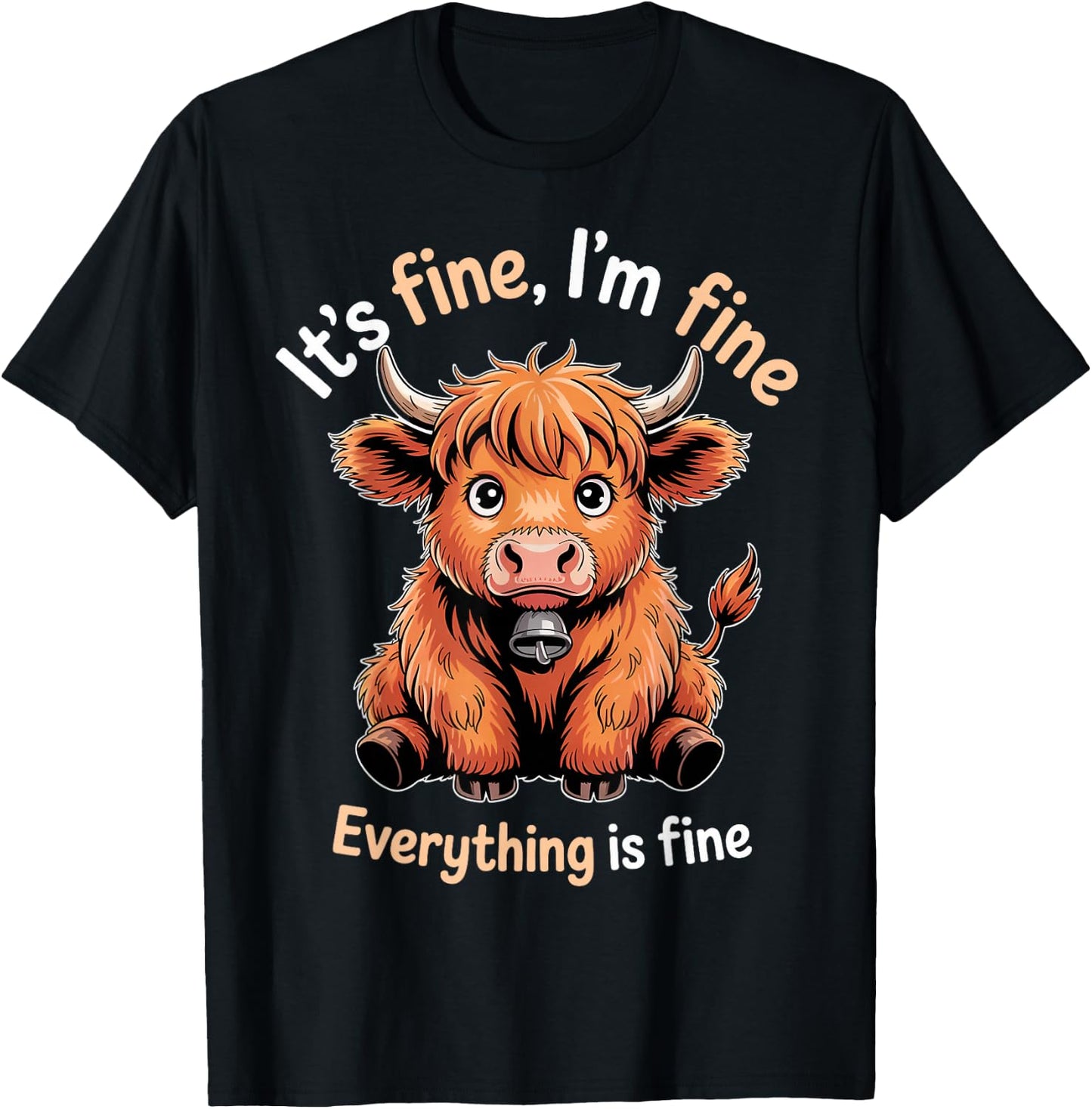 It's Fine Farm Farmer Scottish Highland Cows T-Shirt - T-Shirt | Black