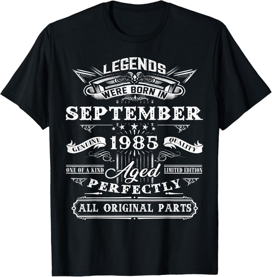 Legend Born In September 1985 40th Birthday 40 Years Old T-Shirt - T-Shirt | Black