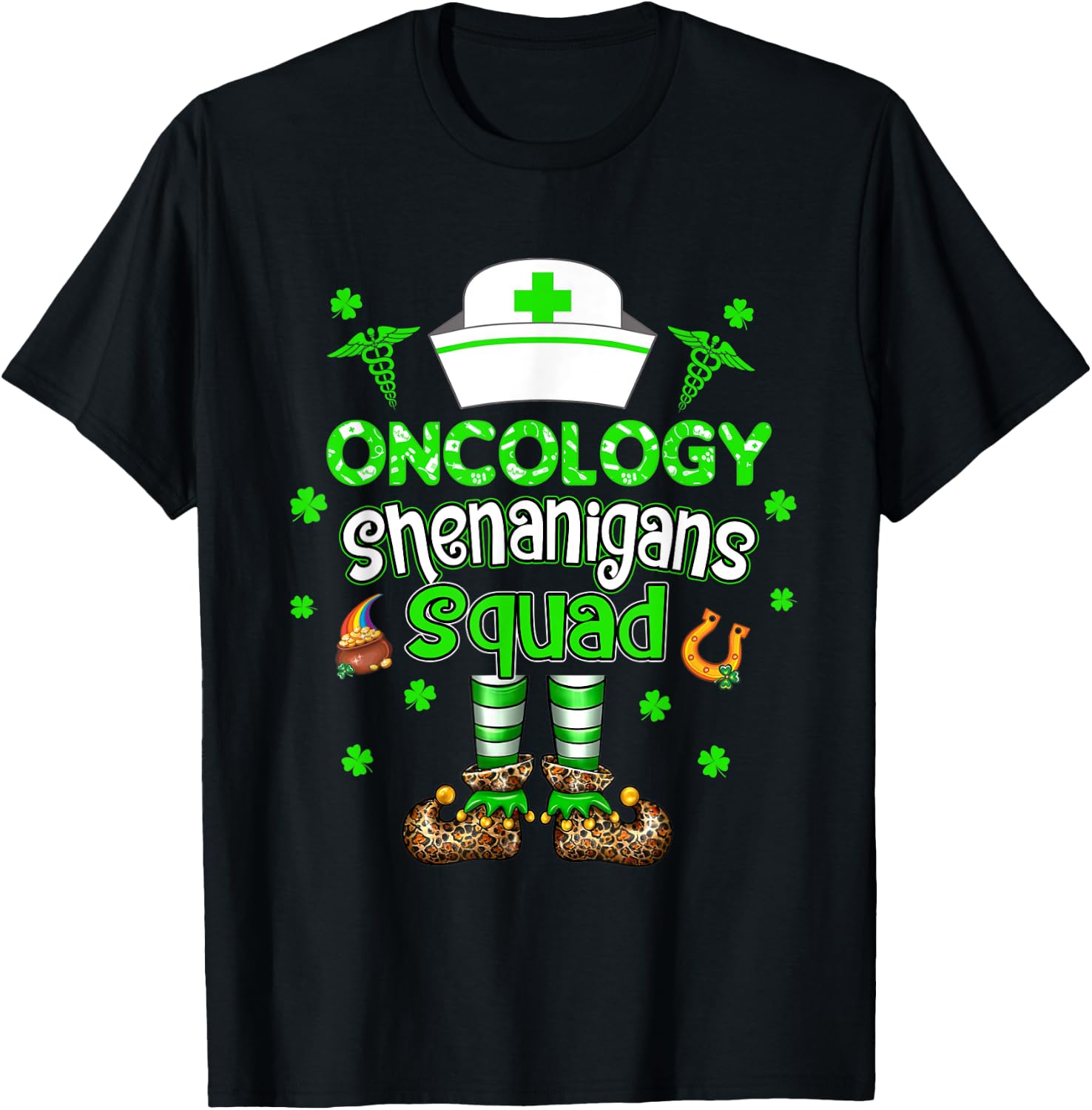 Oncology Shenanigans Squad Nurse St Patricks Day T-Shirt - T-Shirt | Black