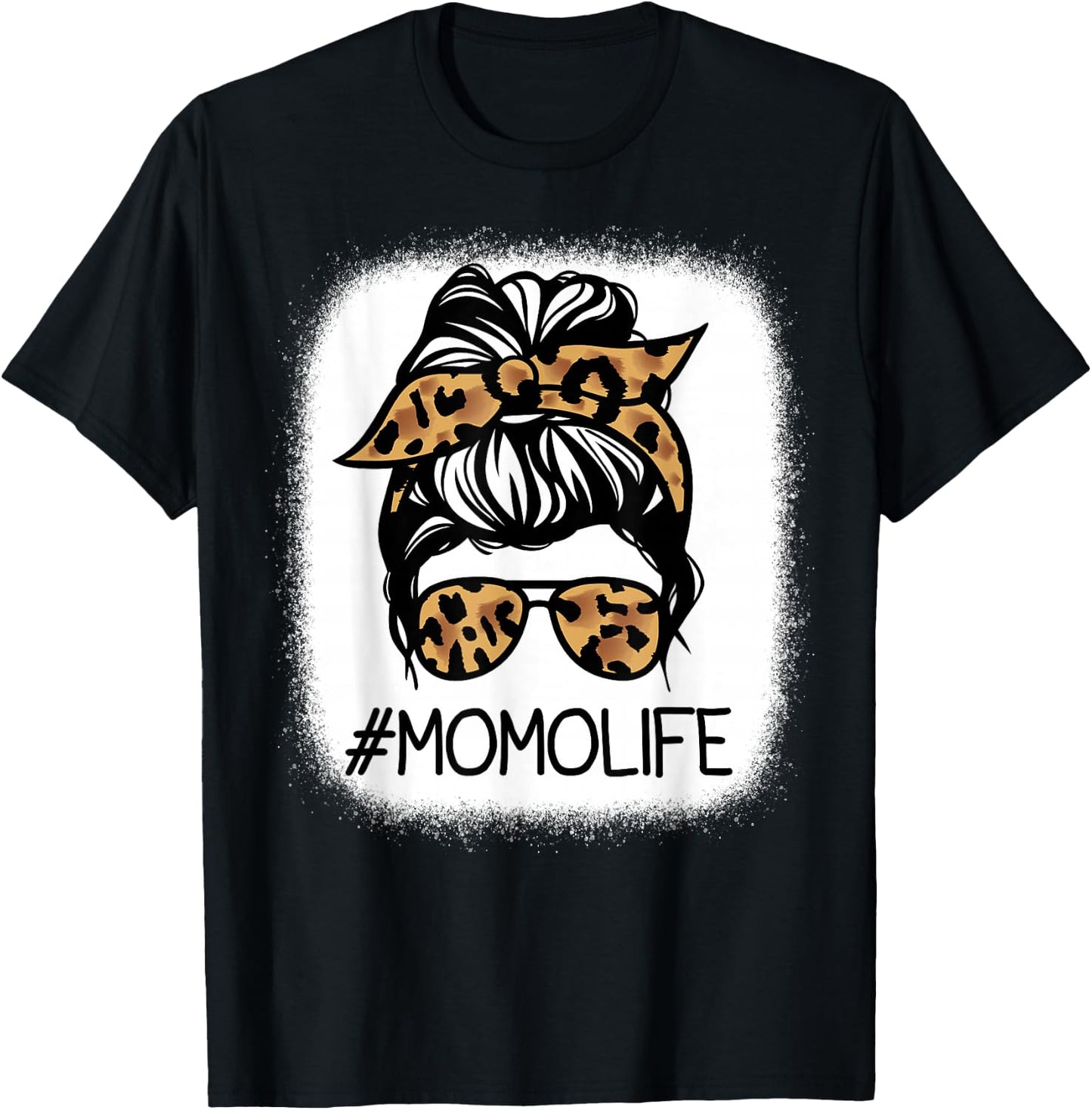MOMO Leopard Messy Bun Mother's Day for Grandmothers T-Shirt - T-Shirt | Black