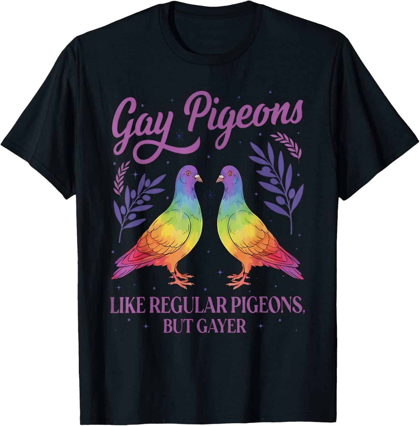Funny Retro Gay Pigeons LGBT Pride Month Humor Sarcastic T-Shirt - T-Shirt | Black