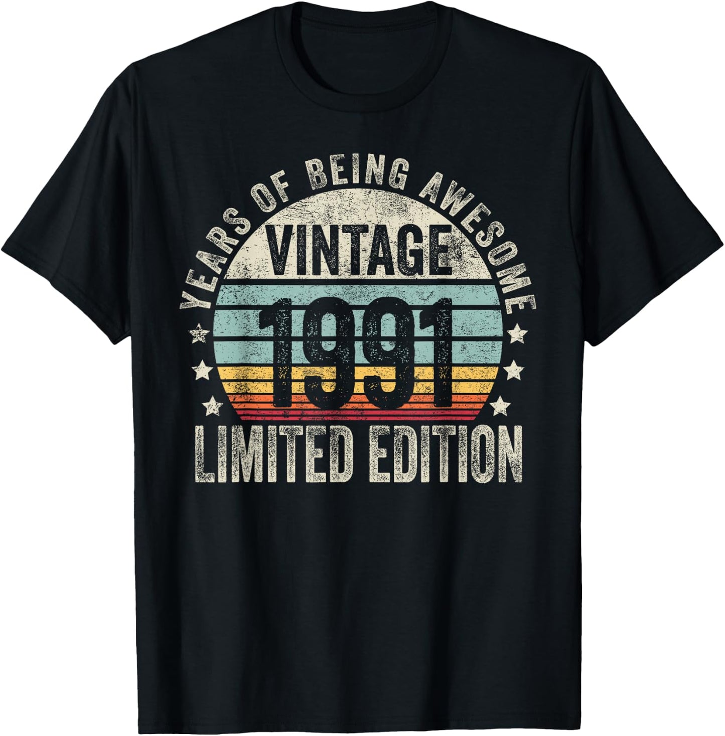 Vintage 1991 T Shirts Retro Funny 1991 Birthday T-Shirt - T-Shirt | Black