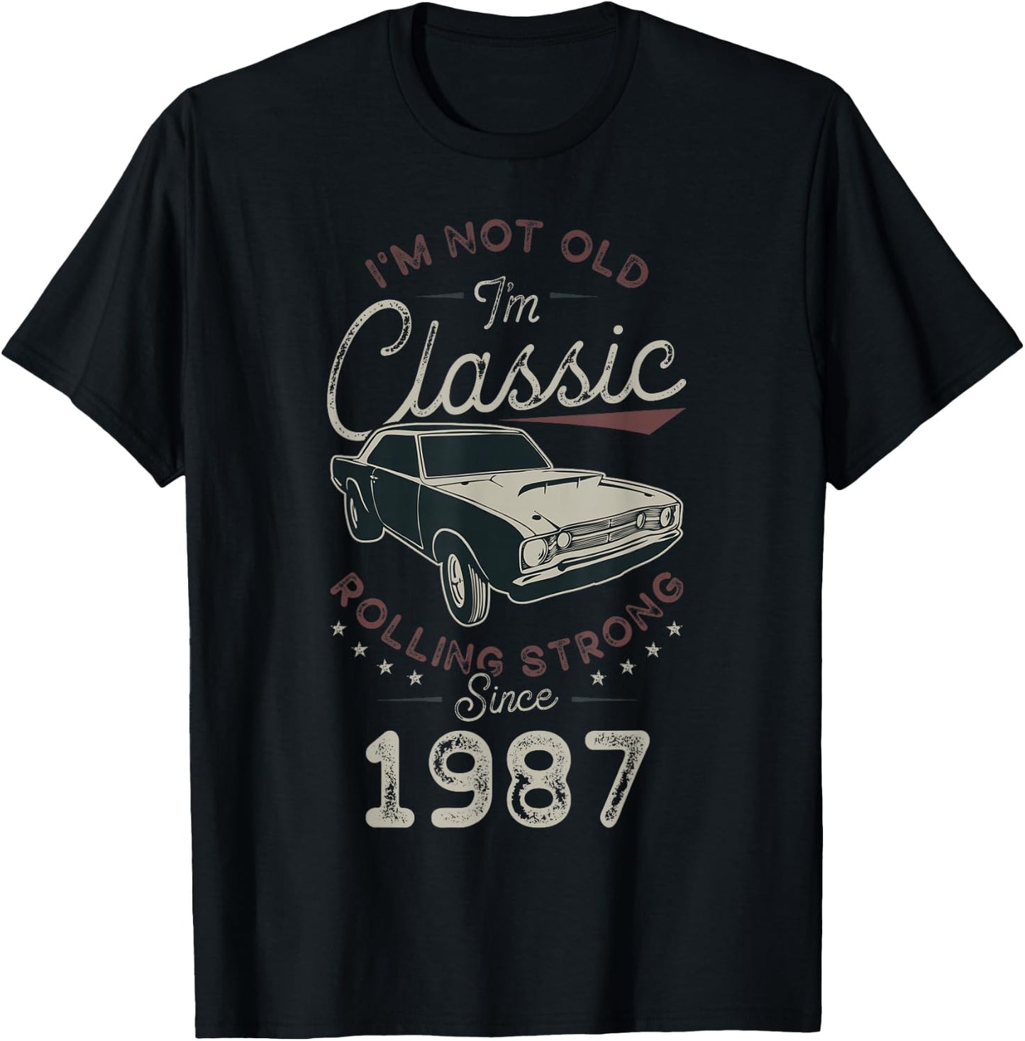 Anniversaire 39 ans Né en 1987 Voiture classique T-Shirt - T-Shirt | Black