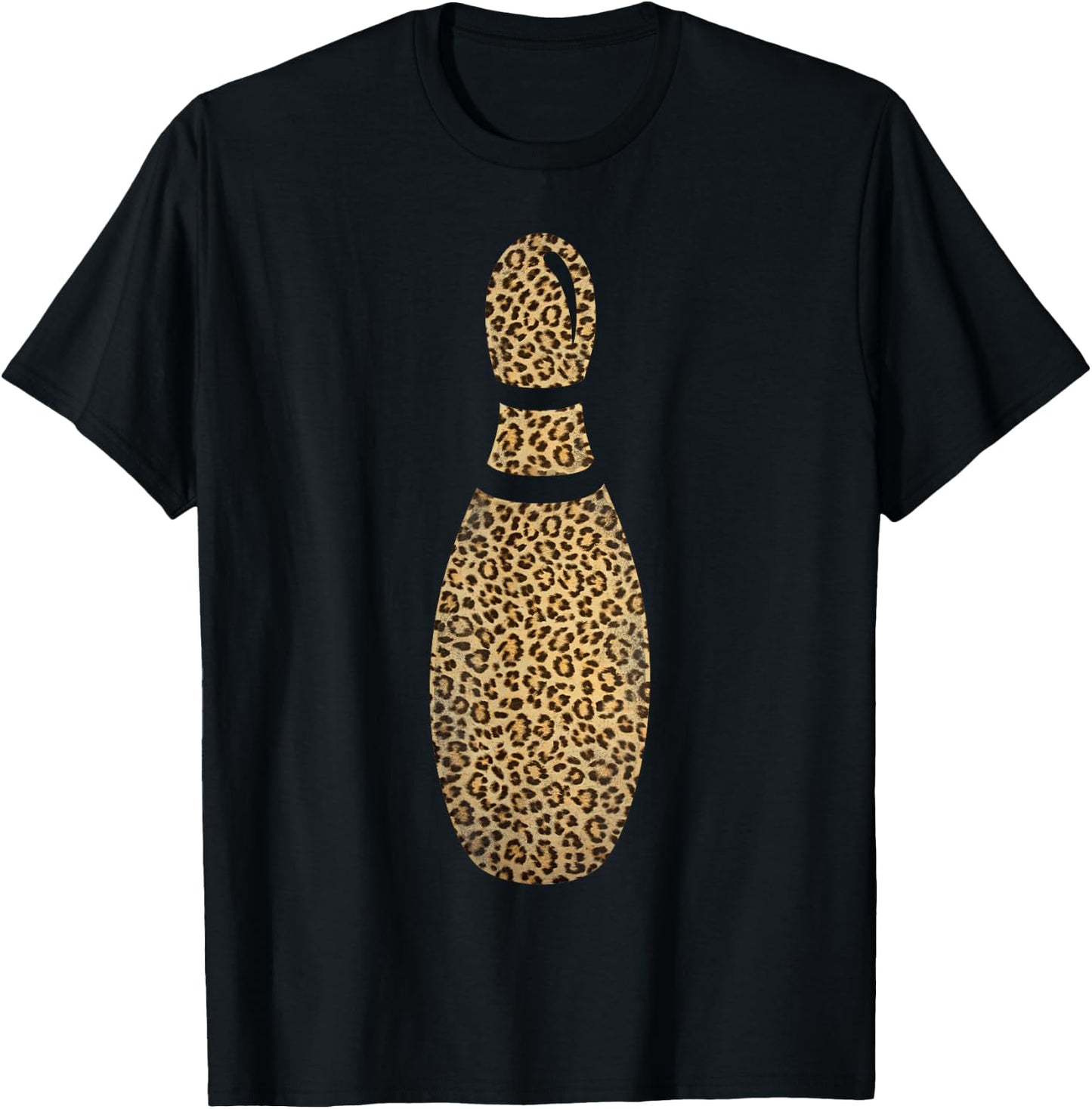 Funny Bowling Leopard Pin Cheetah T-Shirt - T-Shirt | Black