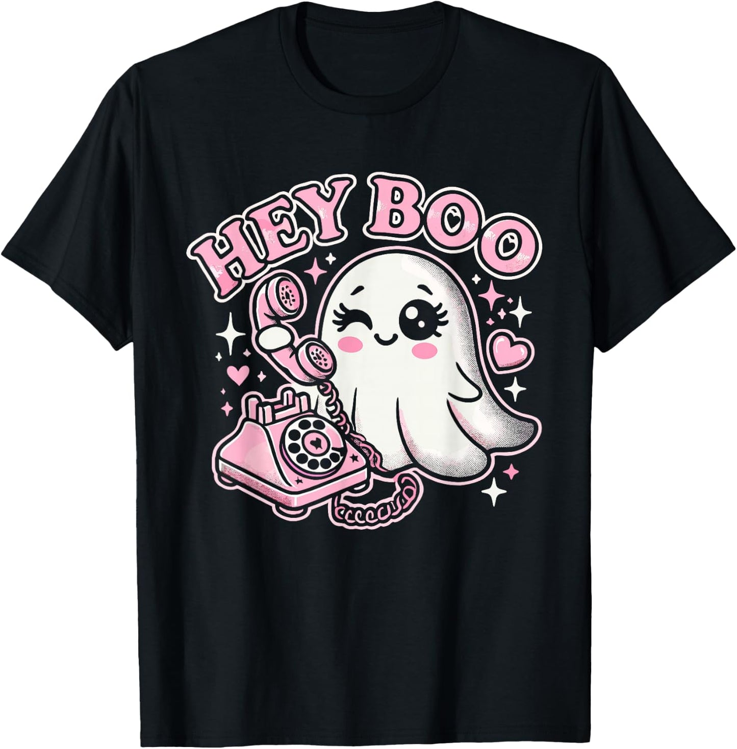 Groovy Hey Boo Cute Ghost Funny Halloween Girls Women Kids T-Shirt - T-Shirt | Black