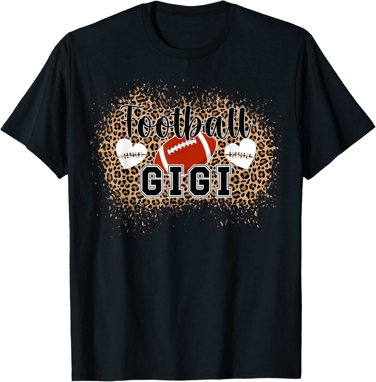 Football Gigi Leopard Grandma Gigi Of A Football Player T-Shirt - T-Shirt | Black