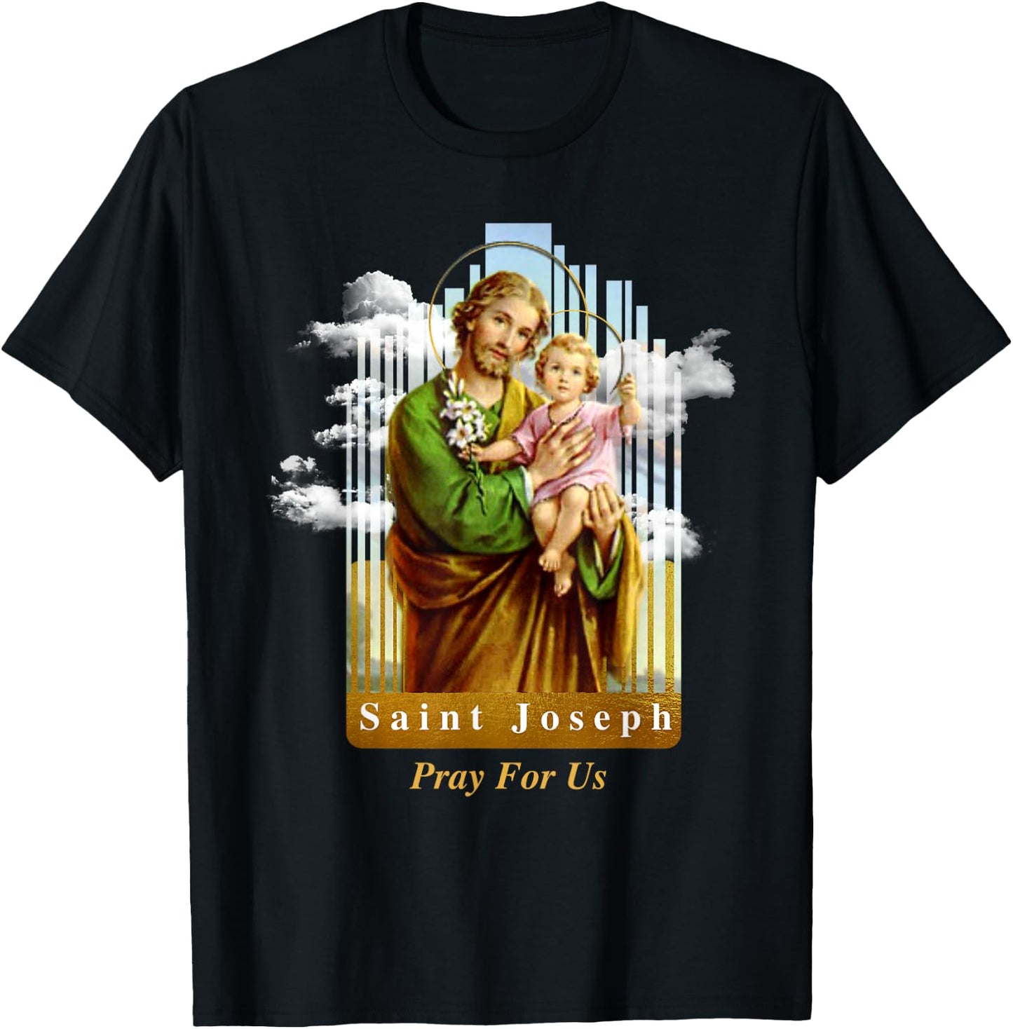 Saint Joseph Catholic Church St. Joseph With Infant Jesus T-Shirt - T-Shirt | Black