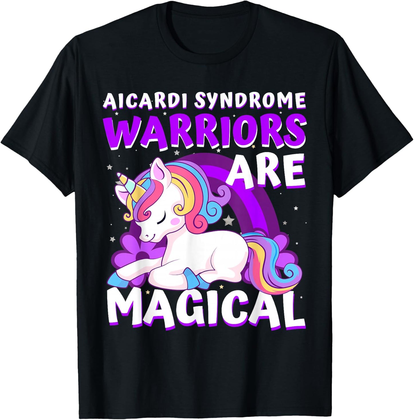 Warriors Magical Aicardi Syndrome Awareness Unicorn Purple T-Shirt - T-Shirt | Black