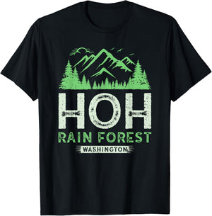 Hoh Rainforest Washington State Olympic National Park Hiking T-Shirt - T-Shirt | Black