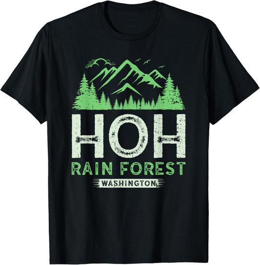 Hoh Rainforest Washington State Olympic National Park Hiking T-Shirt - T-Shirt | Black