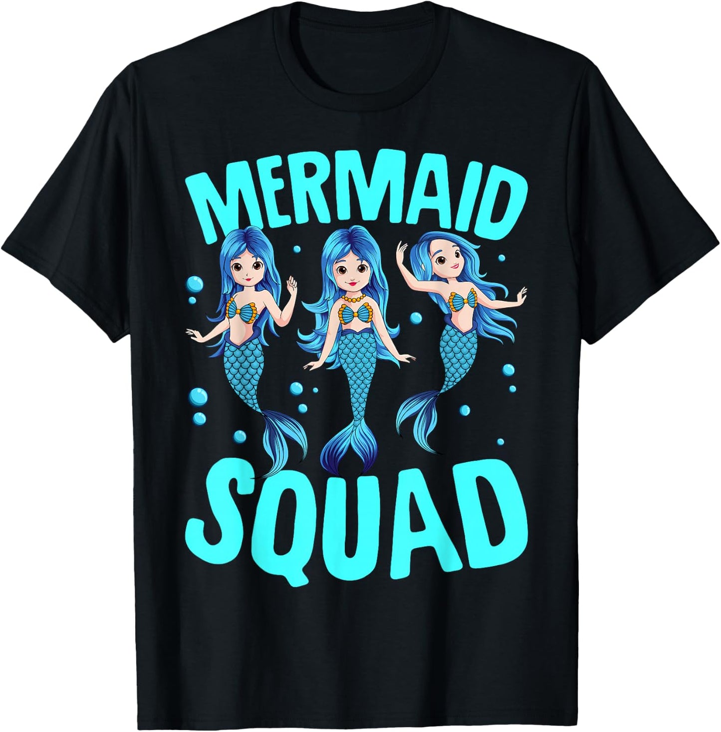 Mermaid Squad Birthday Matching Women Kids T-Shirt - T-Shirt | Black