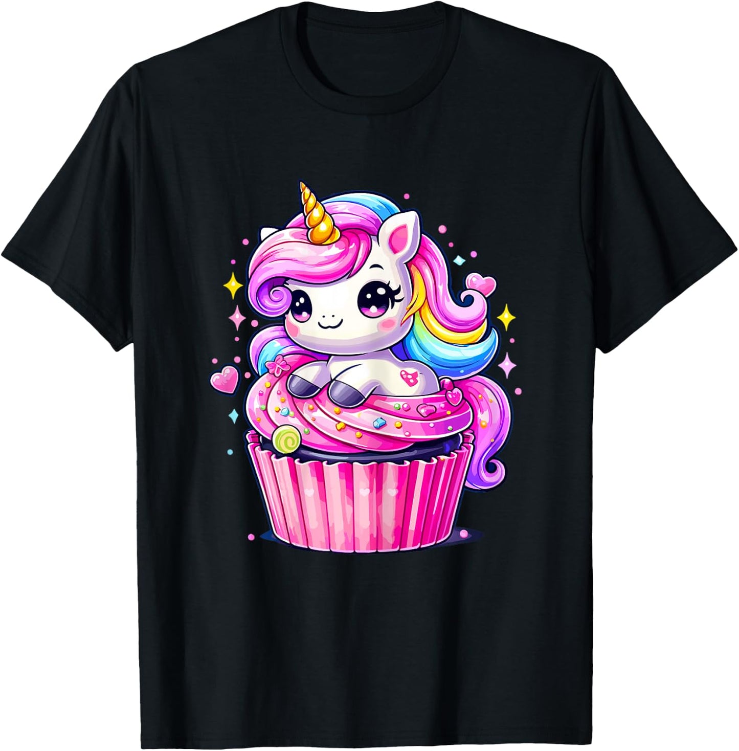 cute Unicorn Cupcake Unicorn Party Family T-Shirt - T-Shirt | Black
