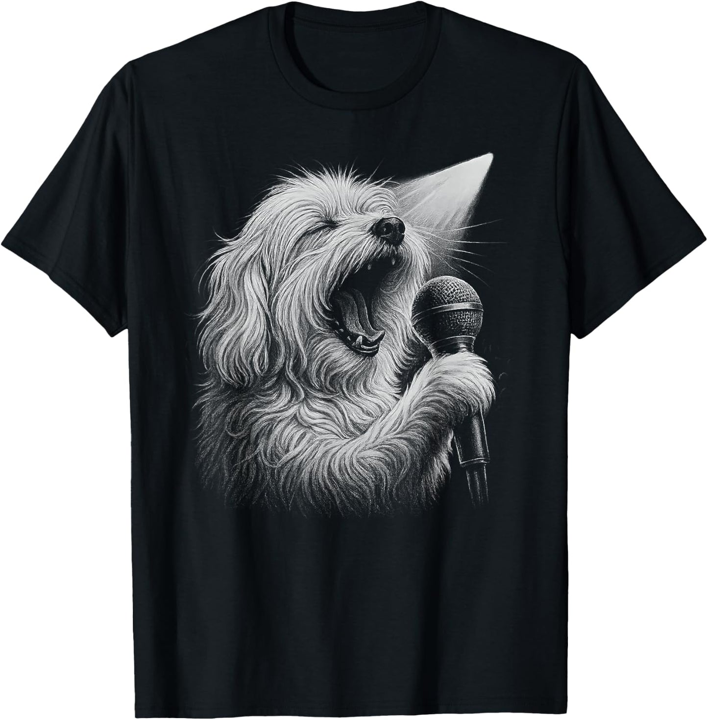 Maltese Dog Singing Vocalist Singer Dog Lover T-Shirt - T-Shirt | Black