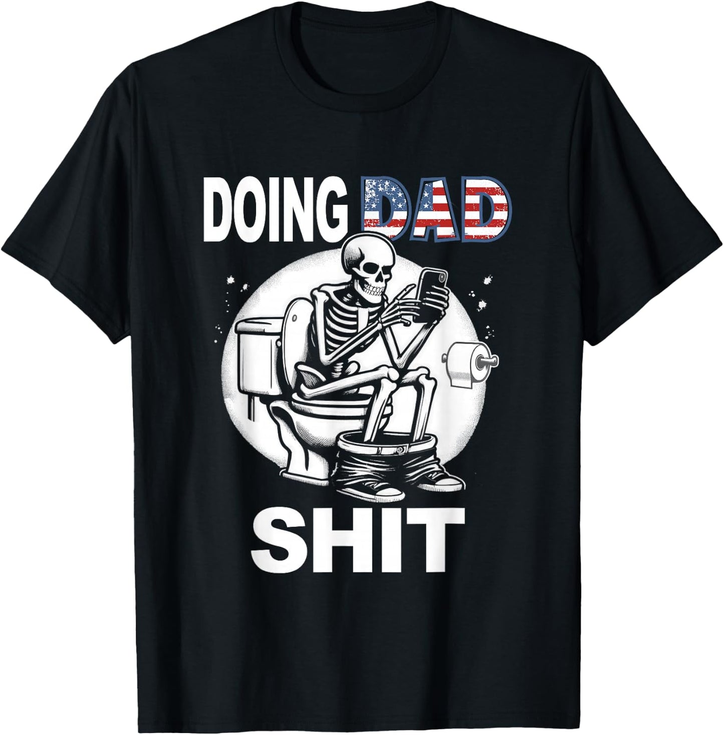 Doing Hot Dad Shit US Vintage Skeleton T-Shirt - T-Shirt | Black