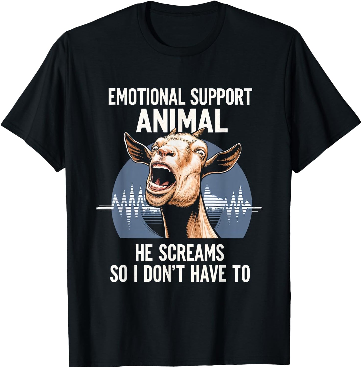 Emotional Support Animal Goat Scream Goat Lover T-Shirt - T-Shirt | Black