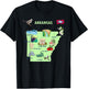 Arkansas state tourist map, landmarks, famous symbols, USA T-Shirt - T-Shirt | Black