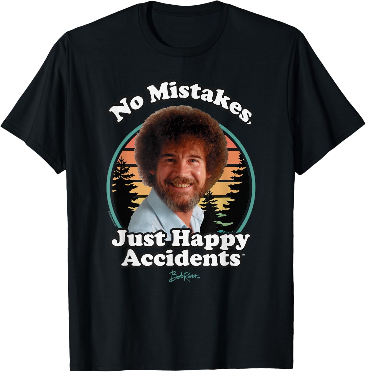 Bob Ross Happy Retro T-Shirt - T-Shirt | Black