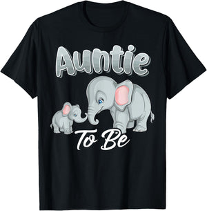 Soon Auntie to Be Elephants for Baby Shower Gender Reveal T-Shirt - T-Shirt | Black