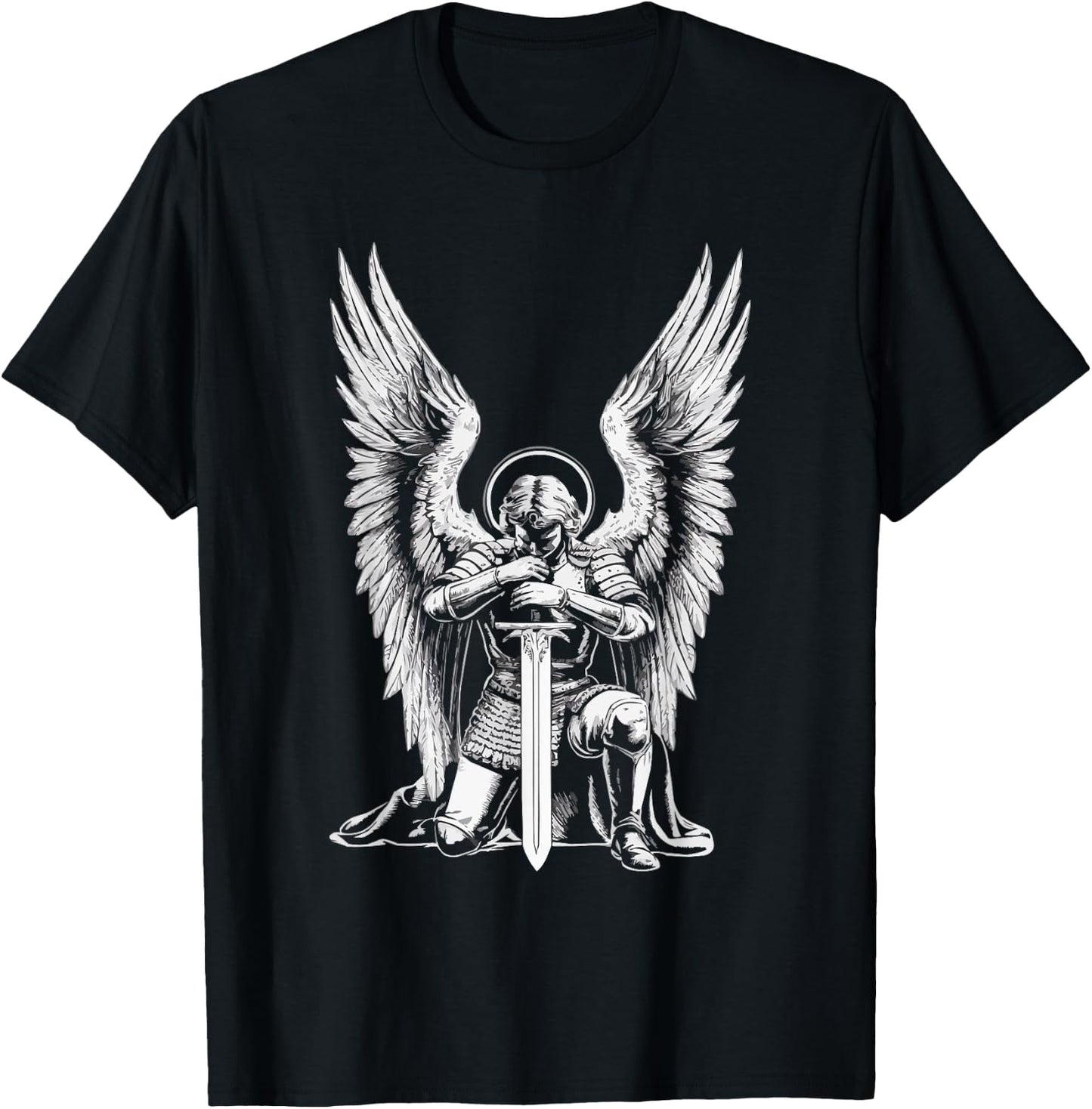 Archangel Catholic Religion Christianity Guardian Angel T-Shirt - T-Shirt | Black