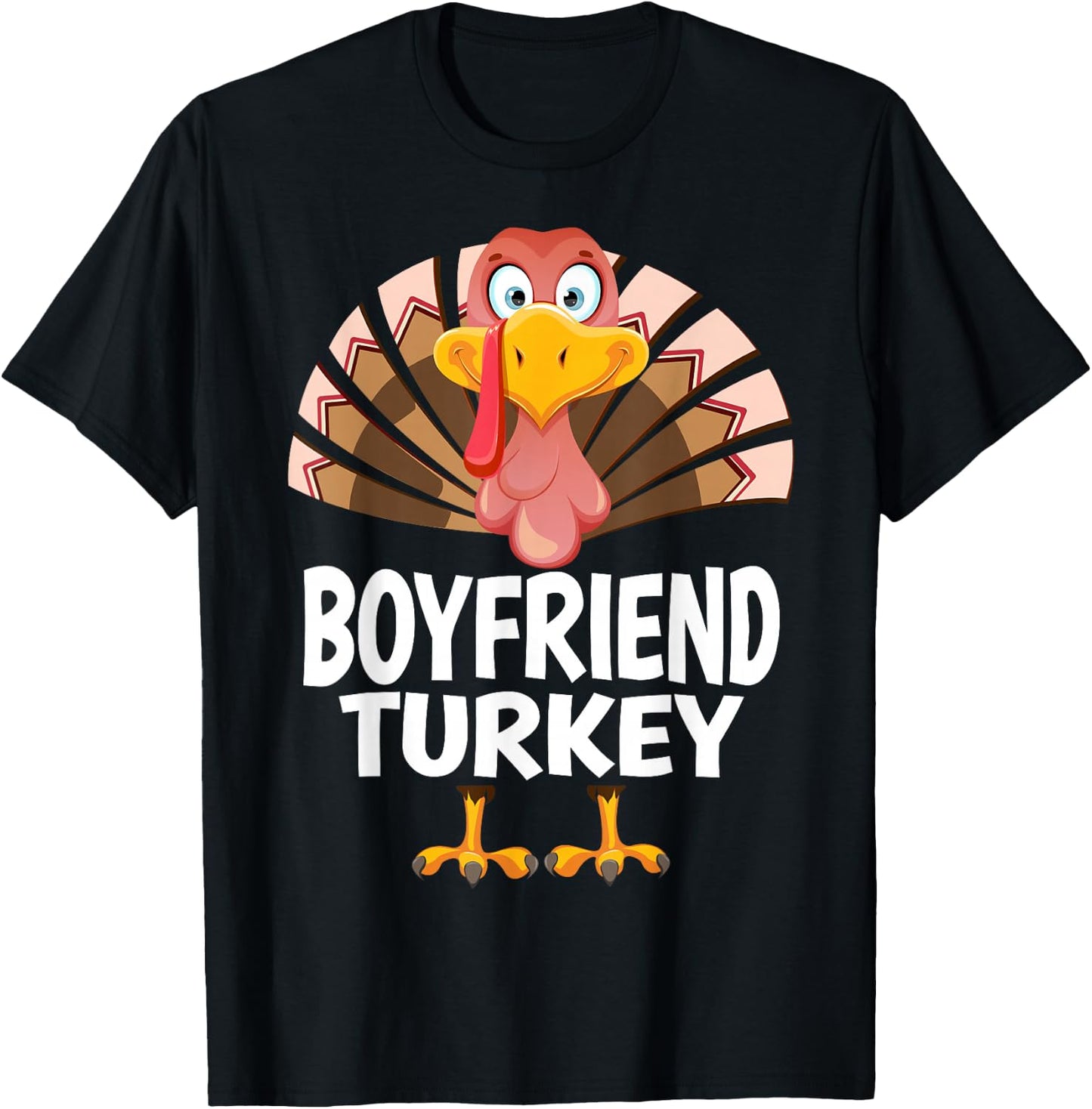 Thanksgiving Boyfriend Turkey Matching Pajama T-Shirt - T-Shirt | Black