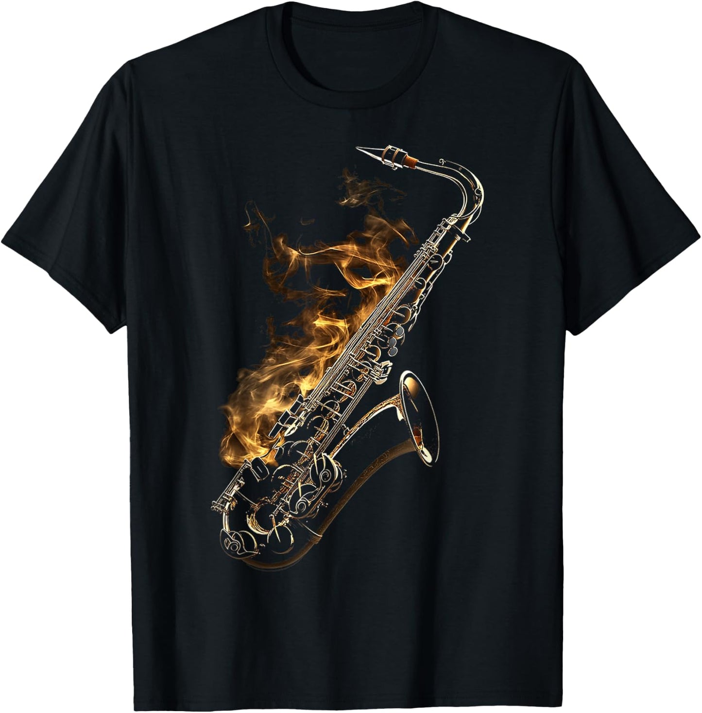 Saxophone Musical Instrument Illustration Saxophone , Black, S T-Shirt - T-Shirt | Black