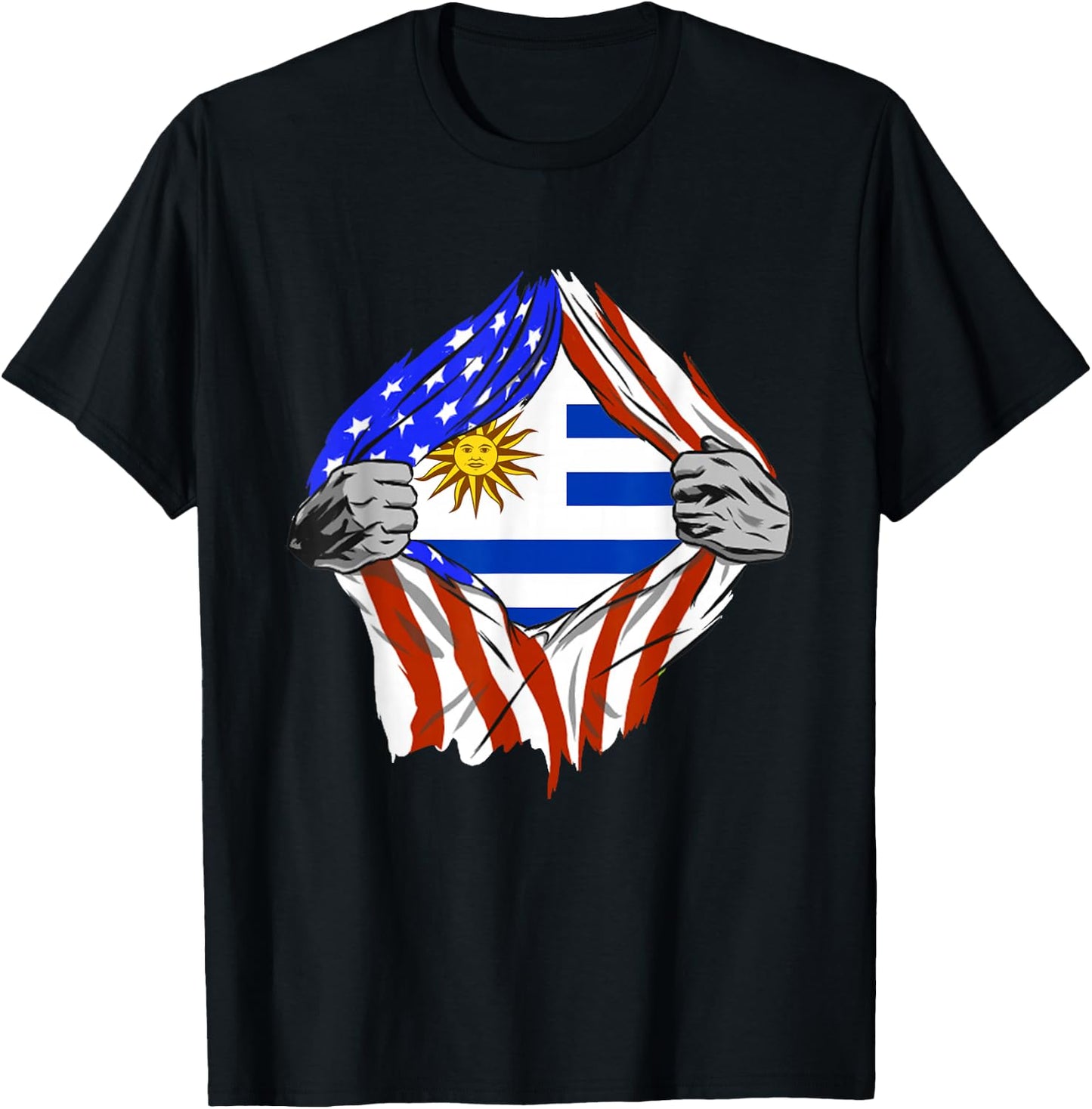 Uruguay Flag Chest USA Uruguayan Pride Uruguayan Roots T-Shirt - T-Shirt | Black