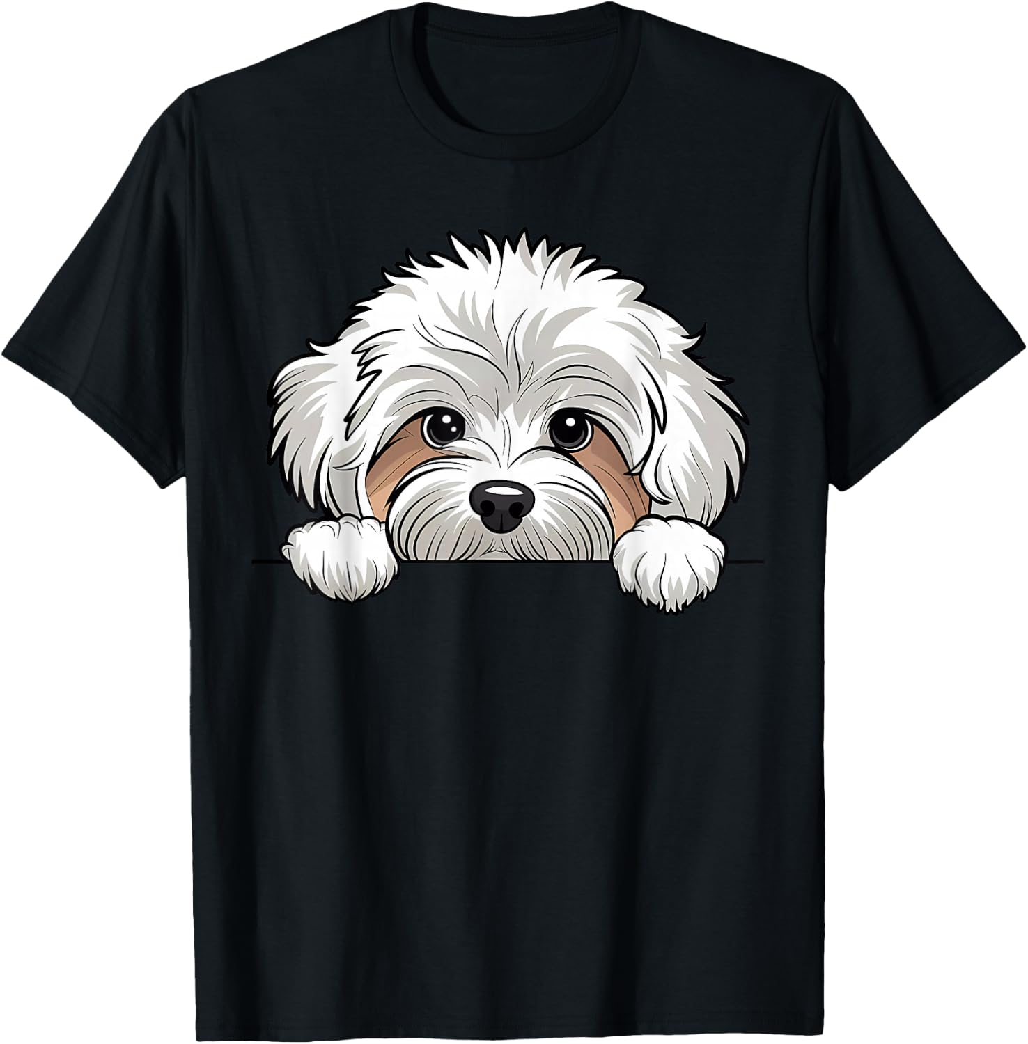 Cute Maltipoo Peeking Pocket Puppy Funny Dog Lover T-Shirt - T-Shirt | Black