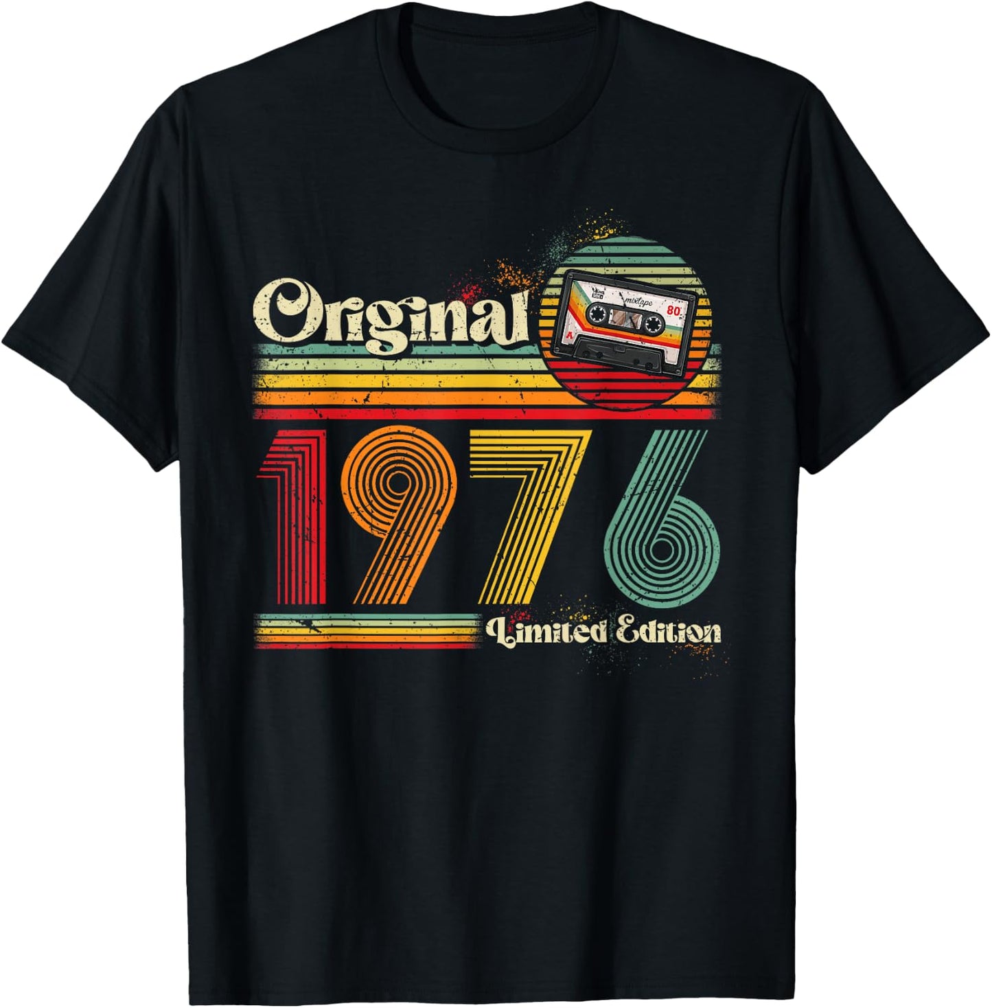 1976 Vintage Anniversary Retro Limited Edition Man Woman Gift , Black T-Shirt - T-Shirt | Black