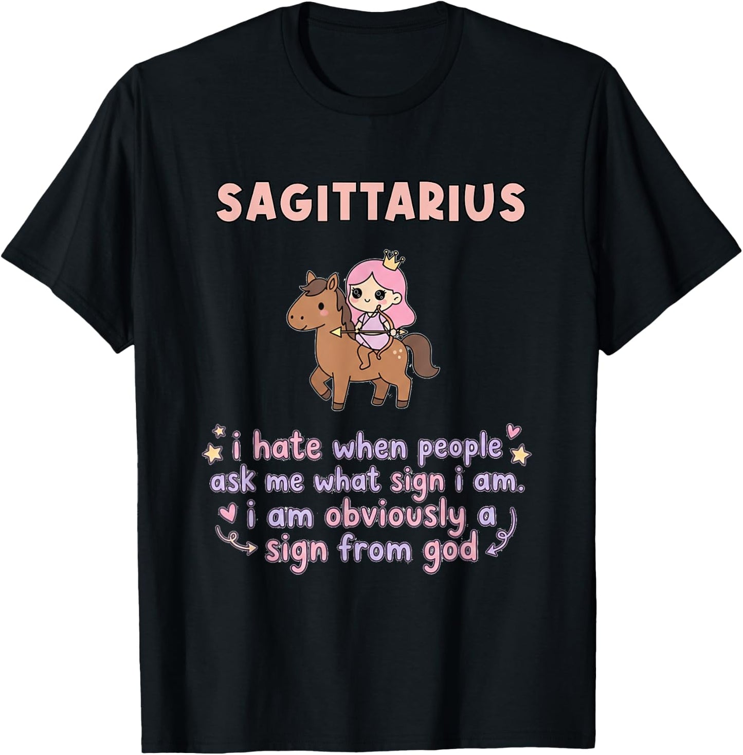 Sagittarius Zodiac Cute Archer Astrology Humor Design T-Shirt - T-Shirt | Black