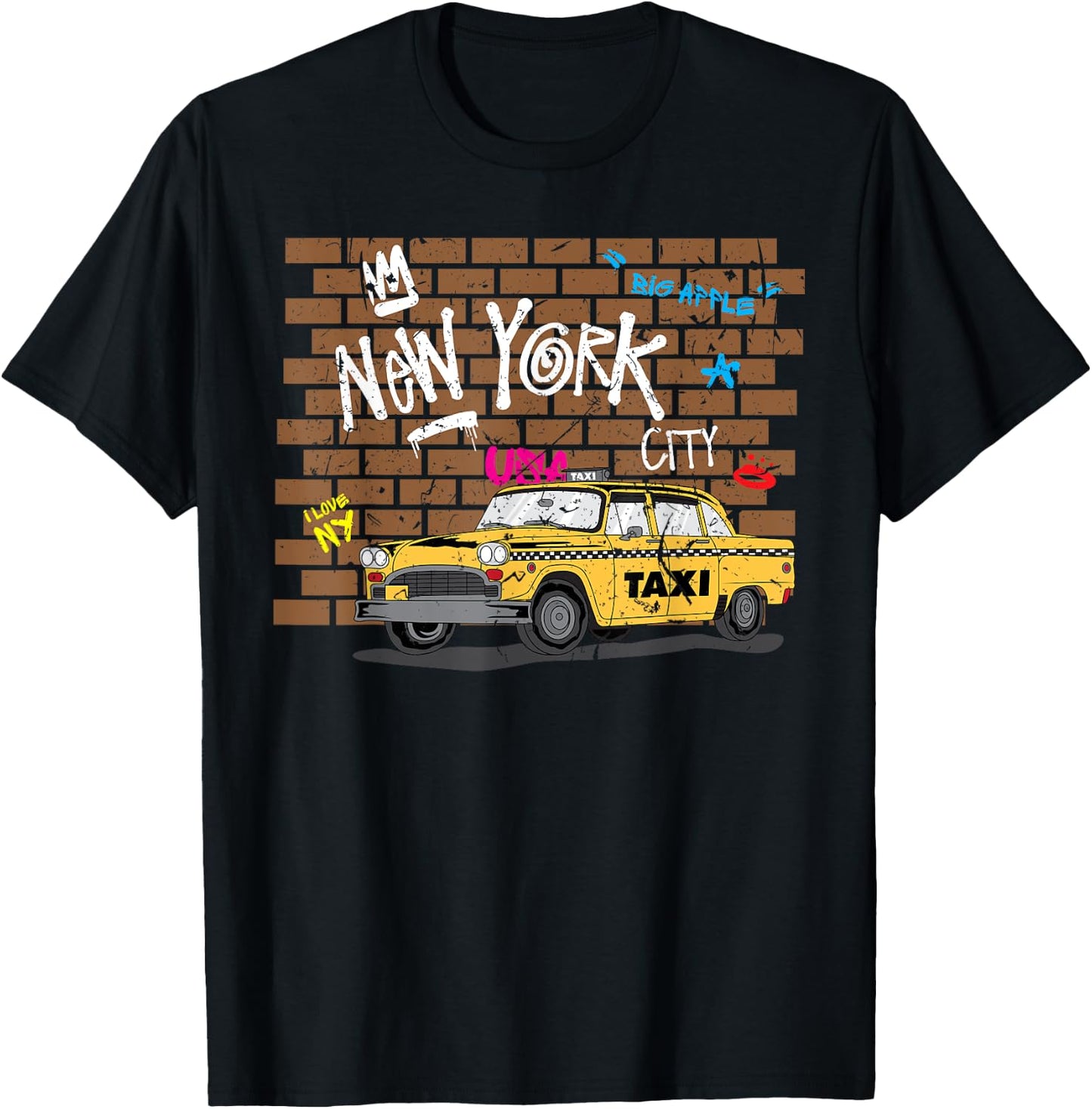 Big Apple | New York | NYC Yellow Taxi Cab T-Shirt - T-Shirt | Black