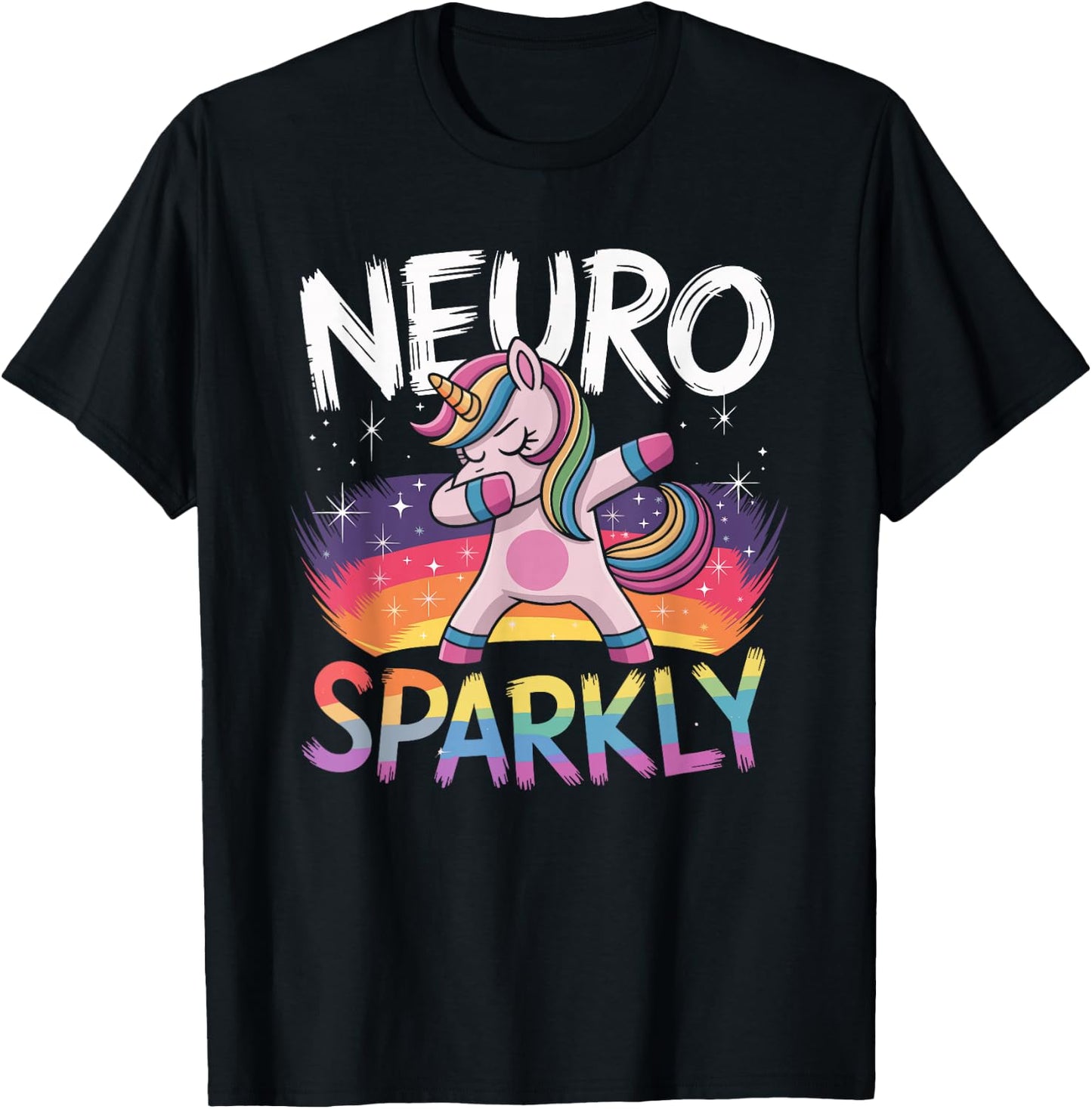 Neurodivergent Neurosparkly Neurodivergence Unicorn ADHD T-Shirt - T-Shirt | Black